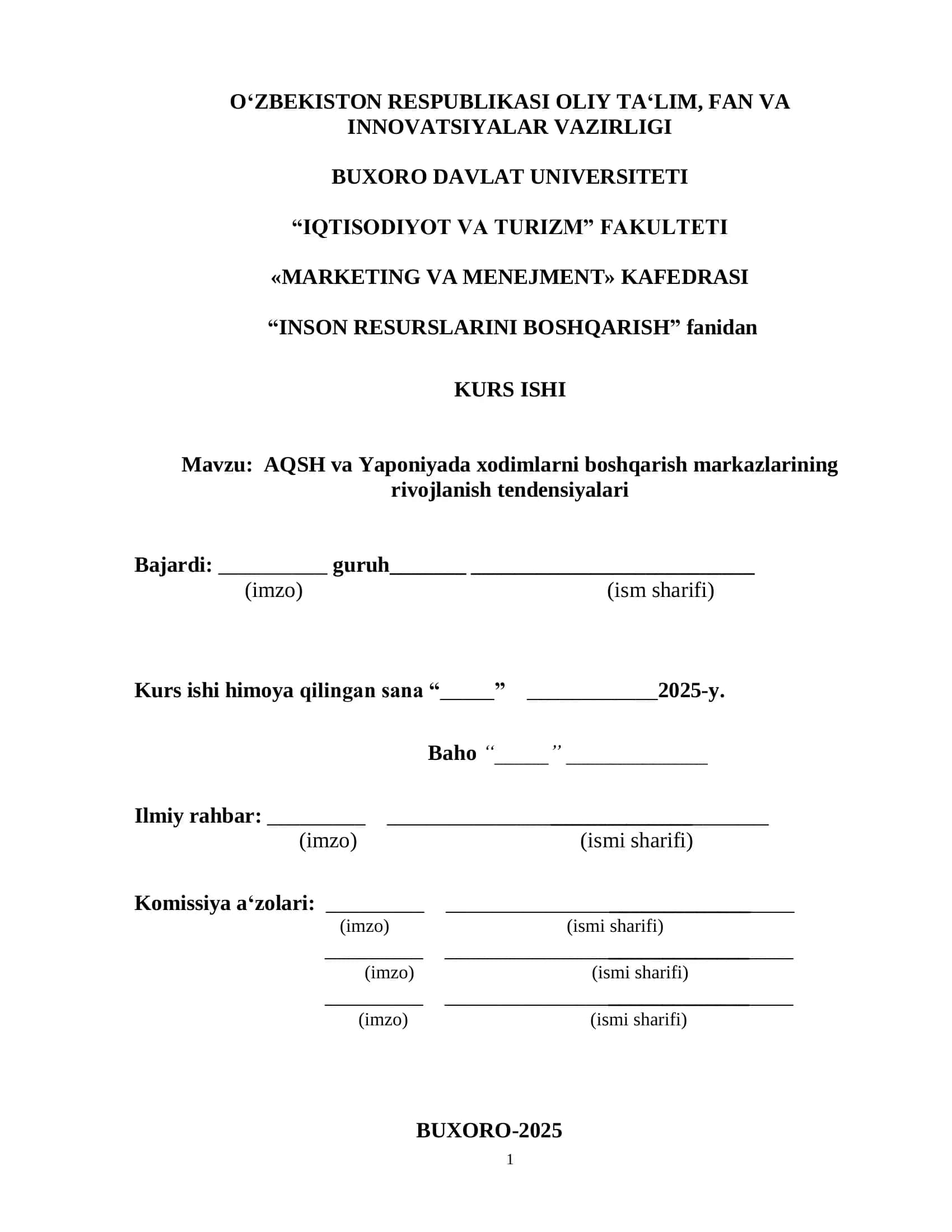 AQSH va Yaponiyada xodimlarni boshqarish markazlarining rivojlanish tendensiyalari