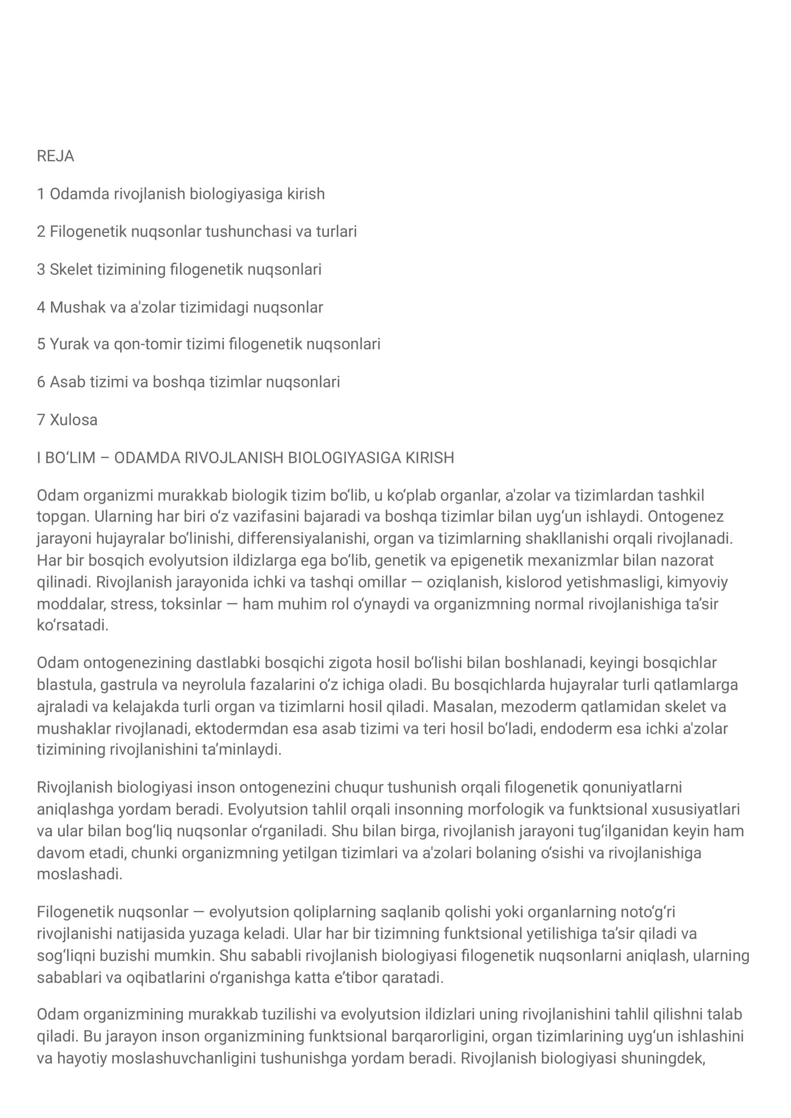 Odamda rivojlanish biologiyasiga kirish