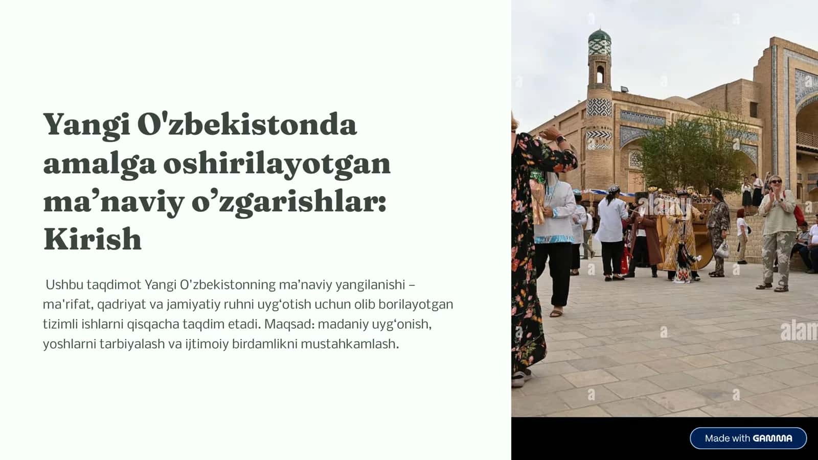 Yangi O'zbekistonda ma'naviy o'zgarishlar