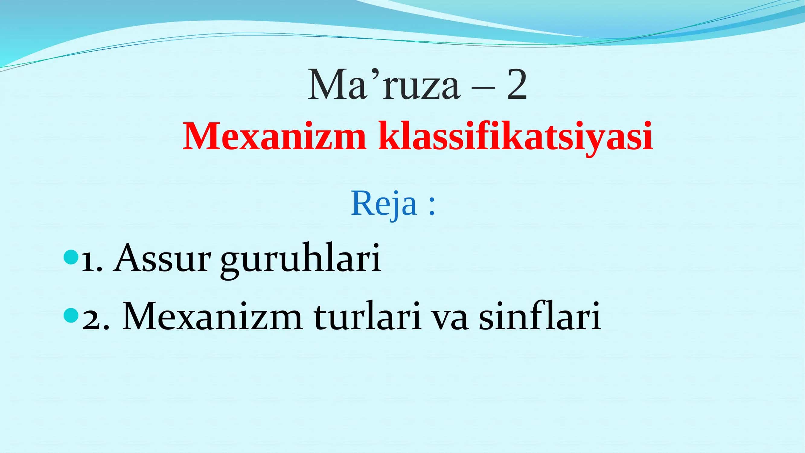 Mexanizm klassifikatsiyasi