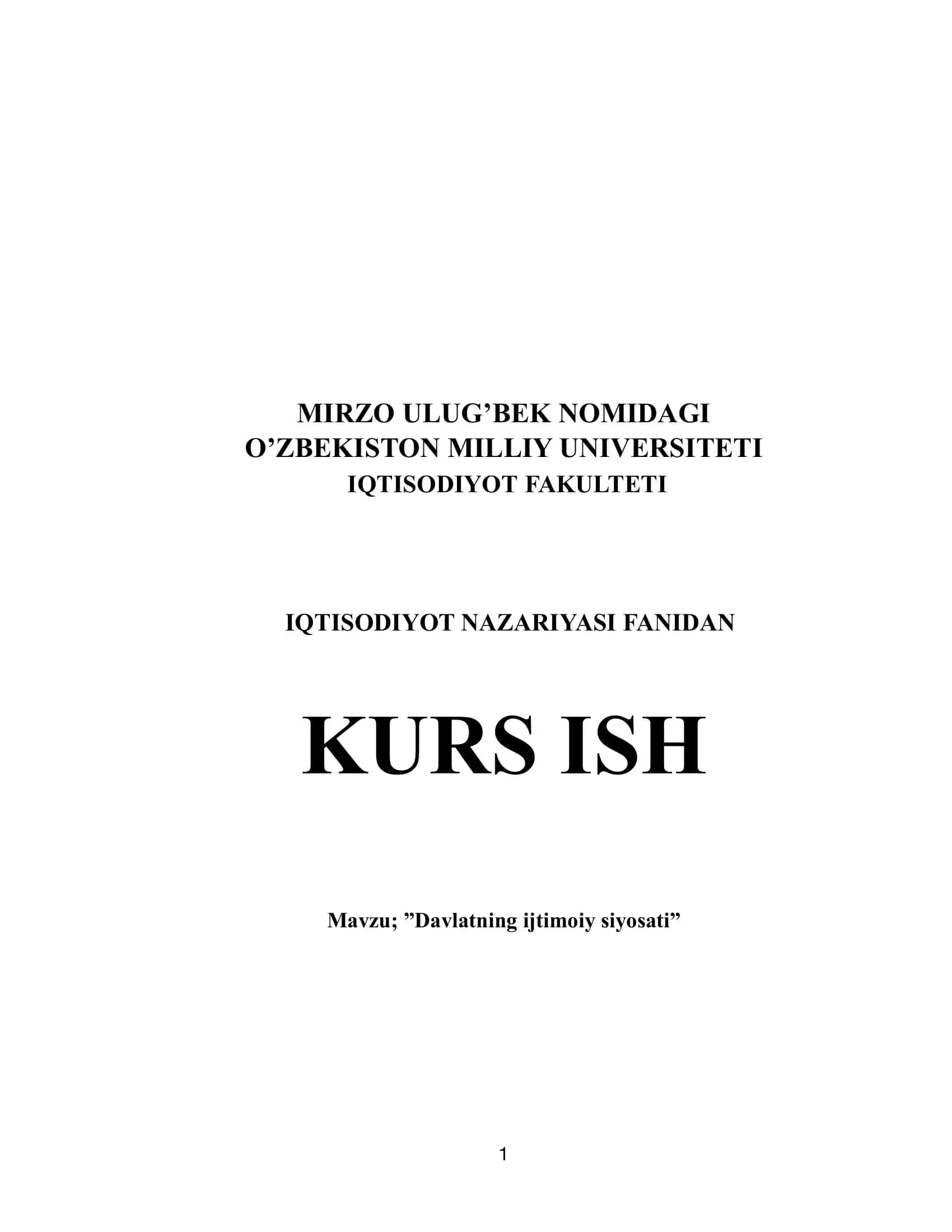 Davlatning ijtimoiy siyosati