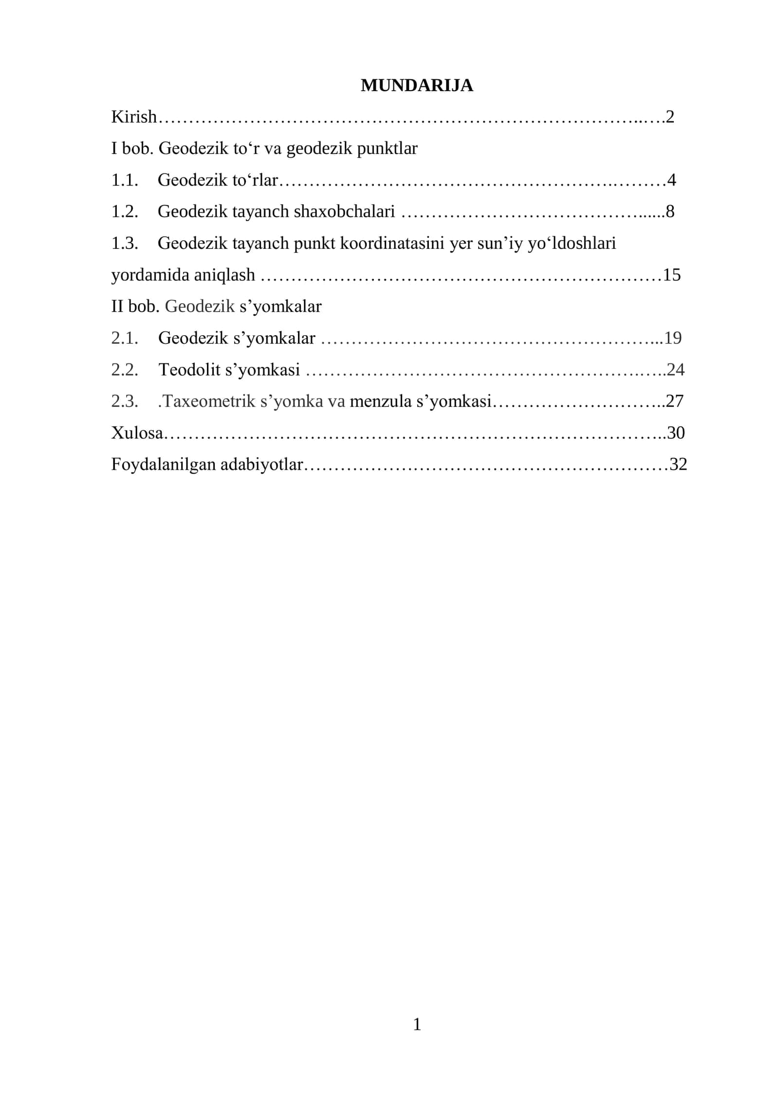 Geodeziya fanining davlat boshqaruvi