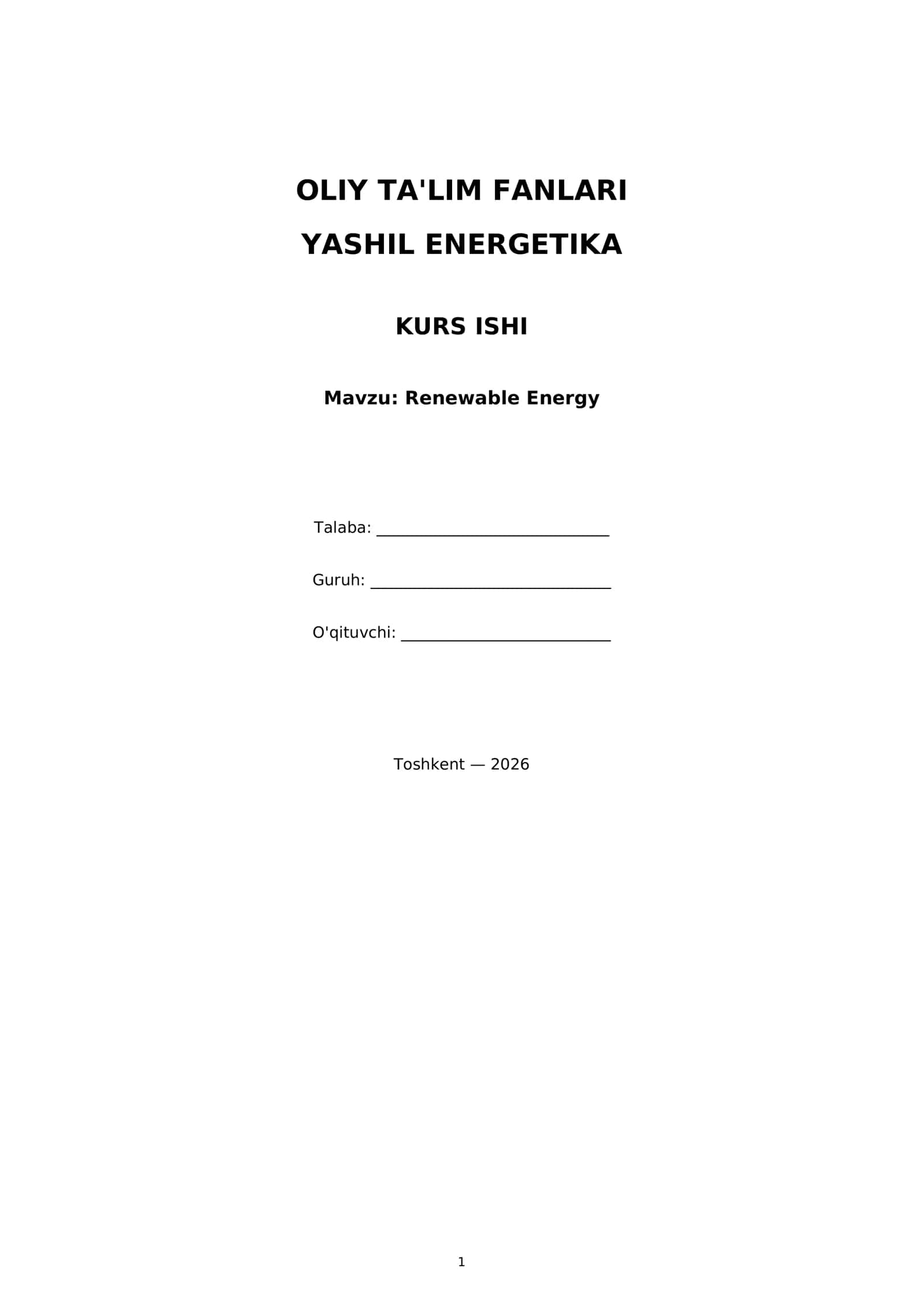 Renewable Energy
