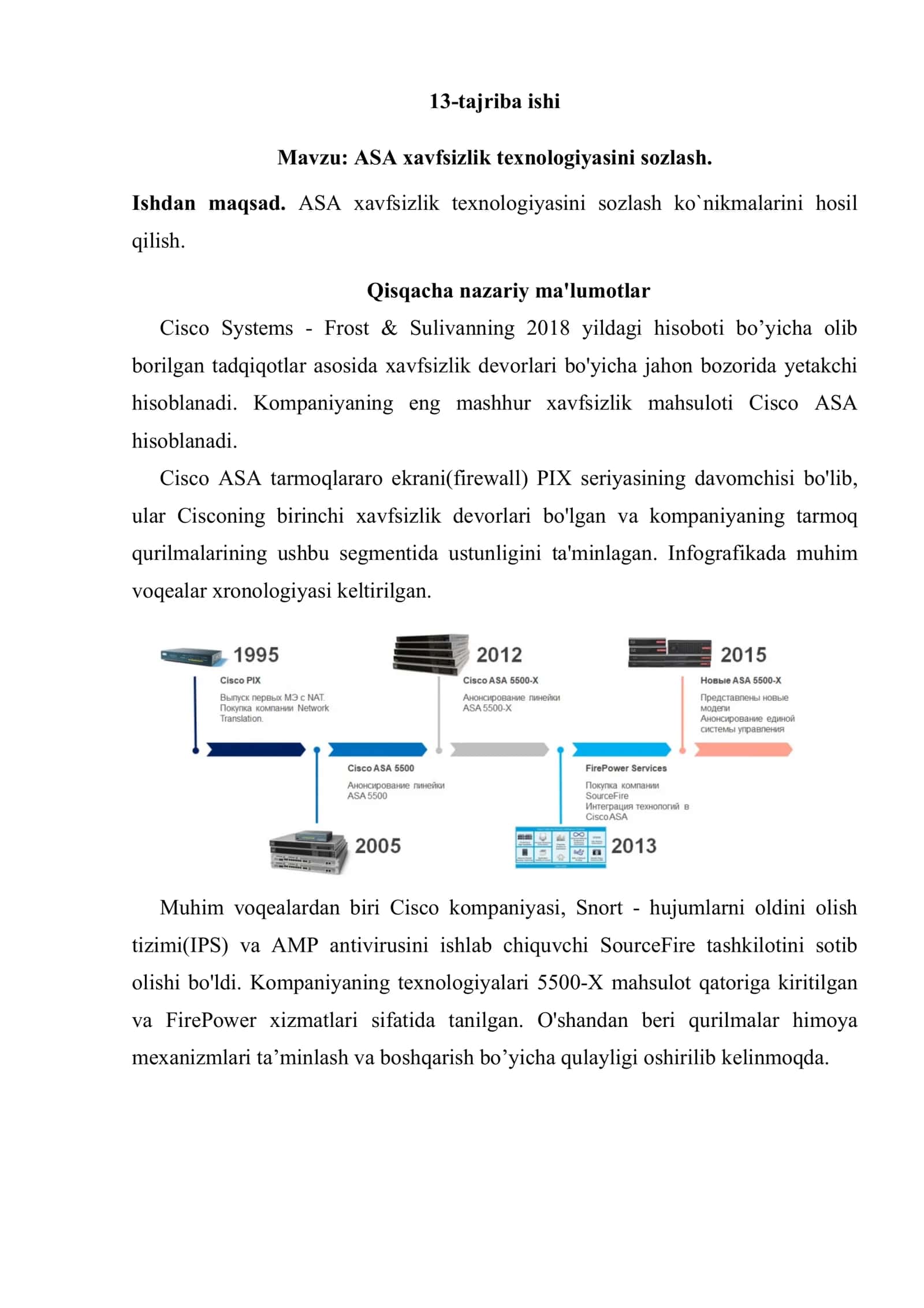 ASA xavfsizlik texnologiyasini sozlash jahon bozorida eng mashhur xavfsizlik mahsulotlari