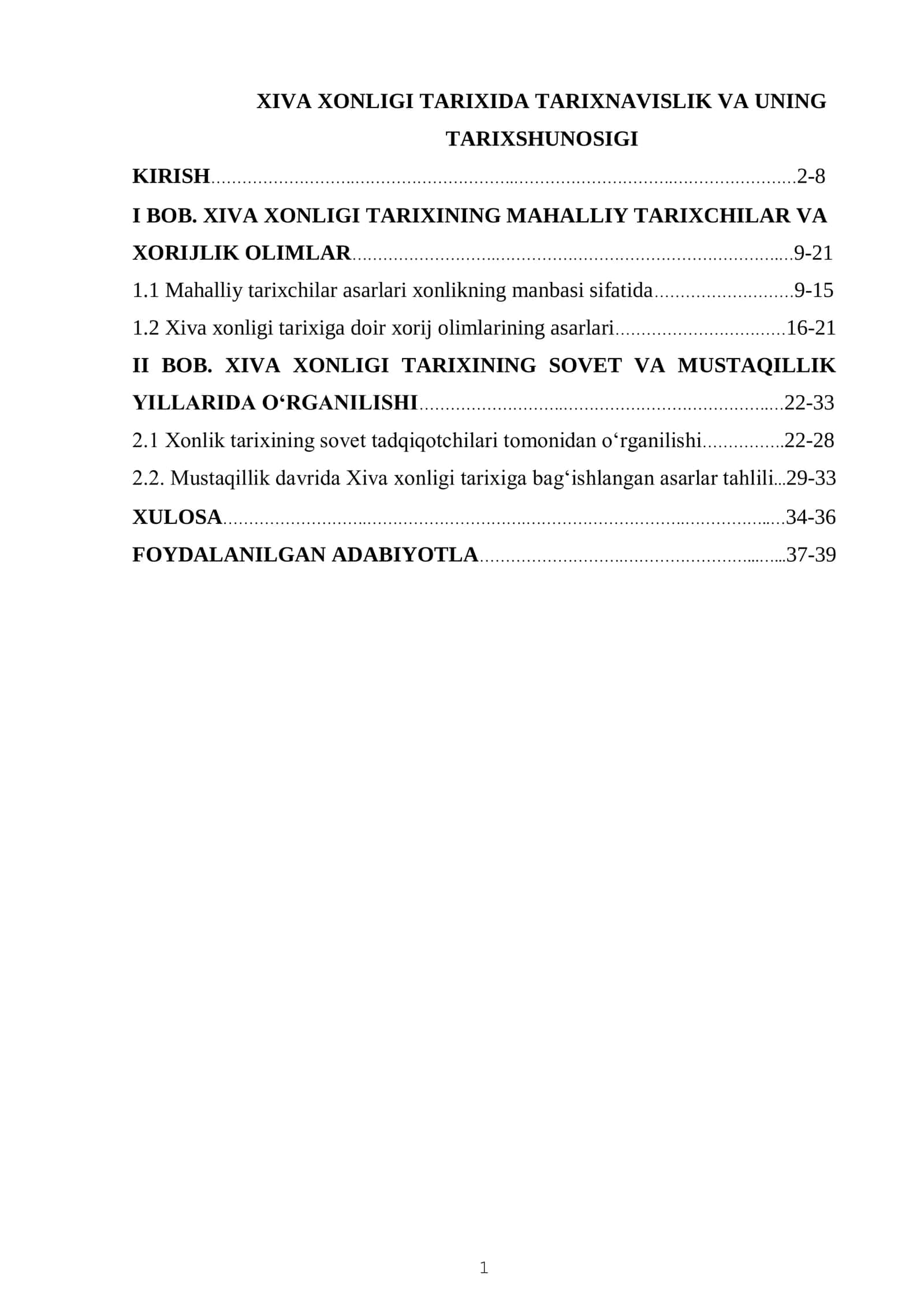 XIVA XONLIGI TARIXIDA TARIXNAVISLIK VA UNING TARIXSHUNOSIGI