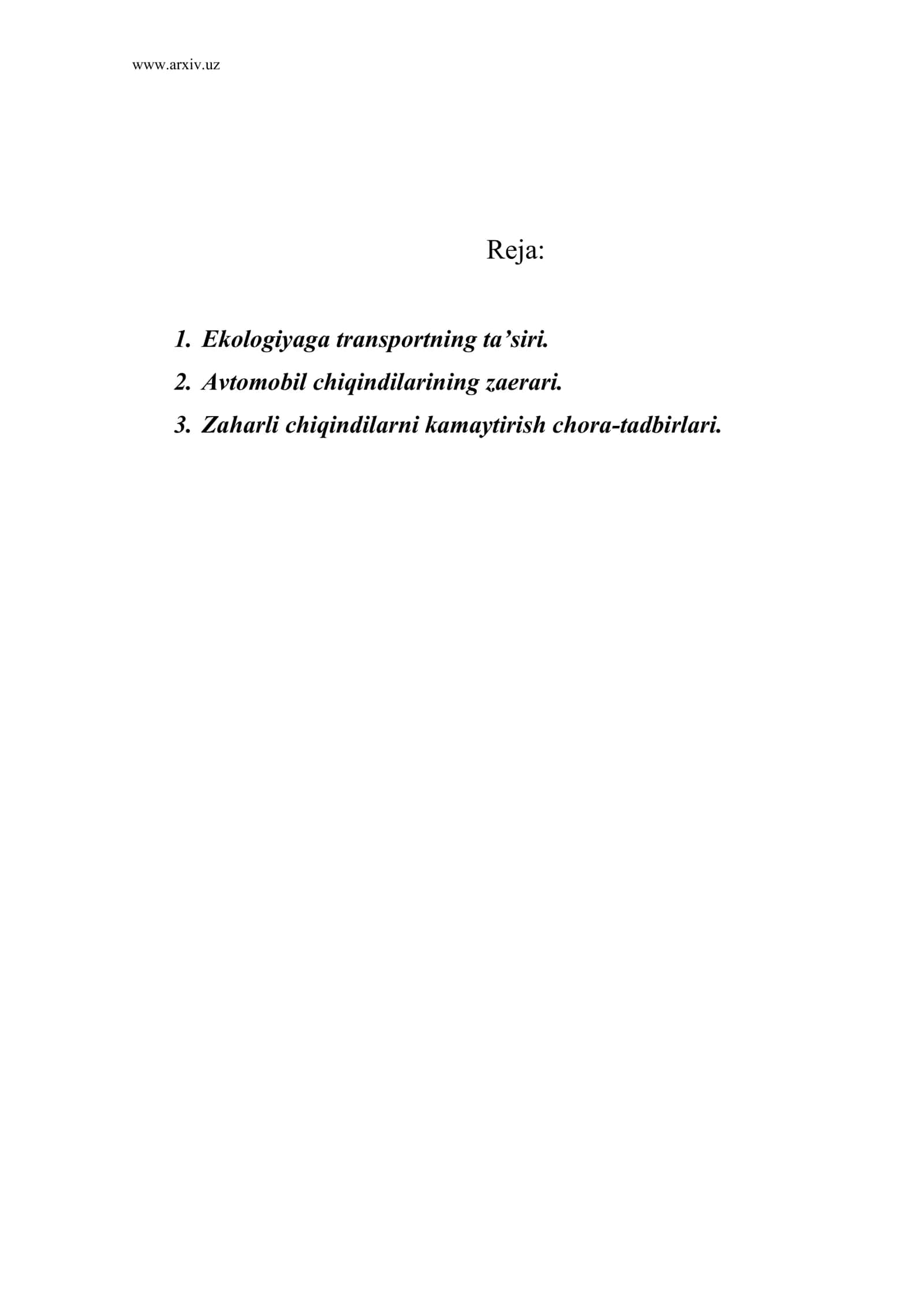 Ekologiyaga transportning ta’siri