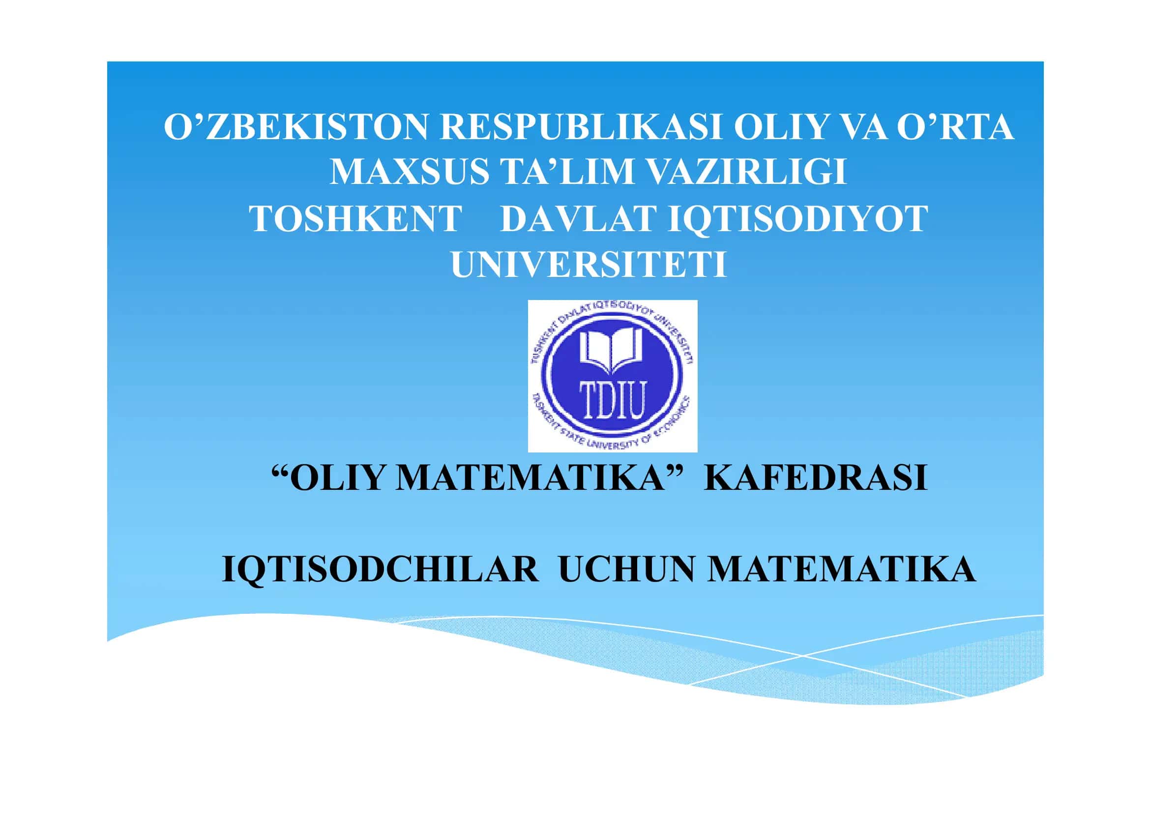 Iqtisodchilar uchun matematika