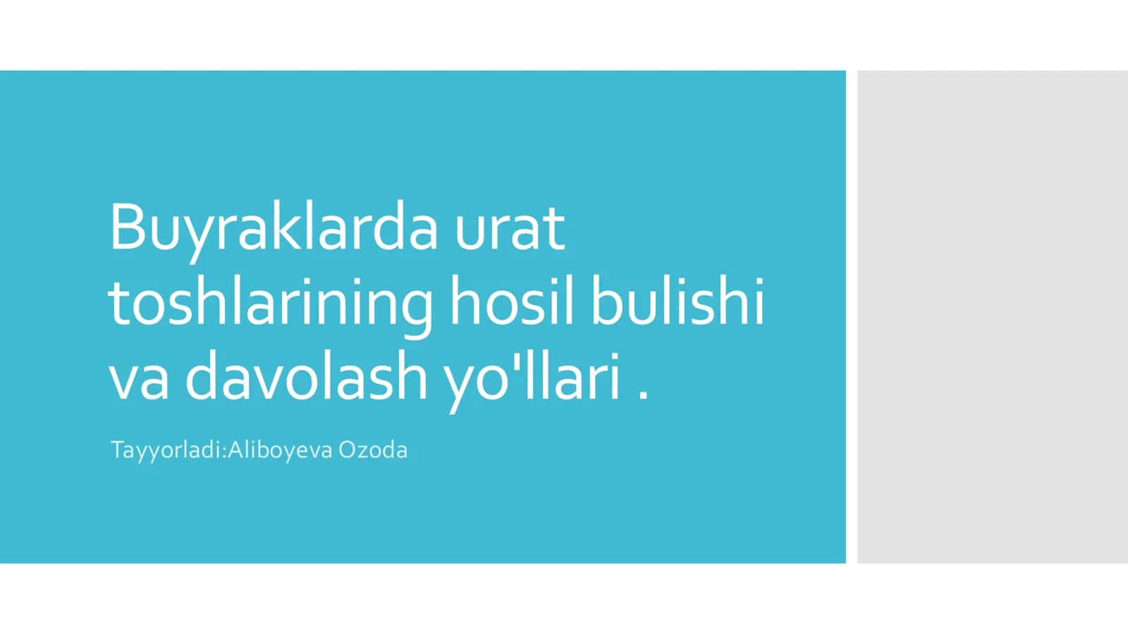 Buyraklarda urat toshlarining hosil bulishi va davolash yo'llari