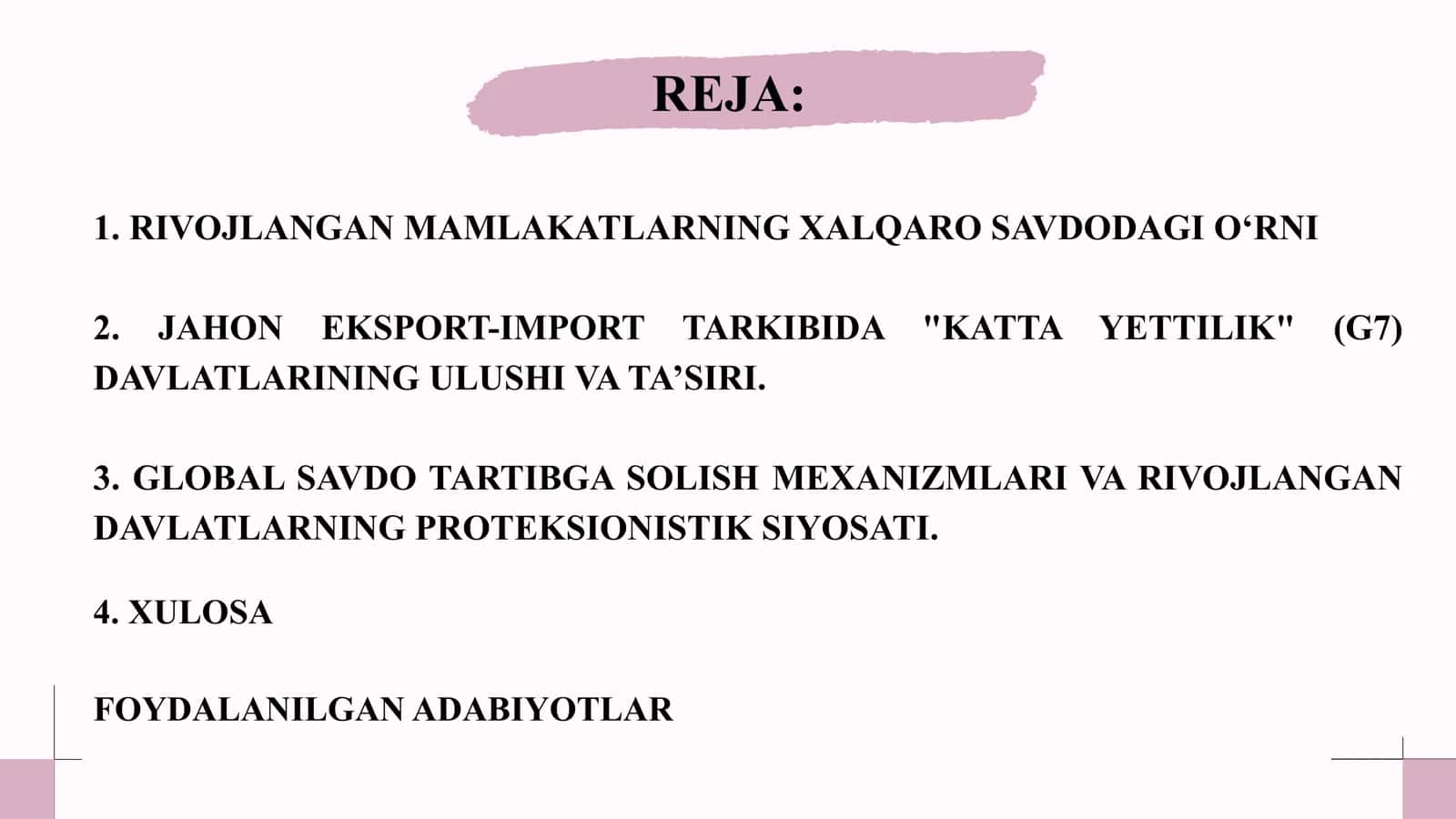 Rivojlangan davlatlarda xalqaro savdo
