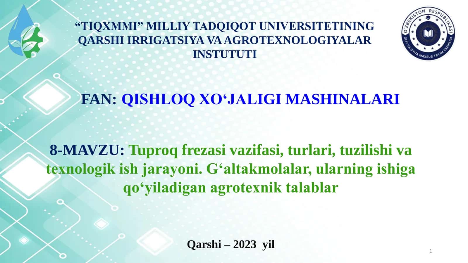 Tuproq frezasi vazifasi, turlari, tuzilishi va texnologik ish jarayoni. G‘altakmolalar, ularning ishiga qo‘yiladigan agrotexnik talablar