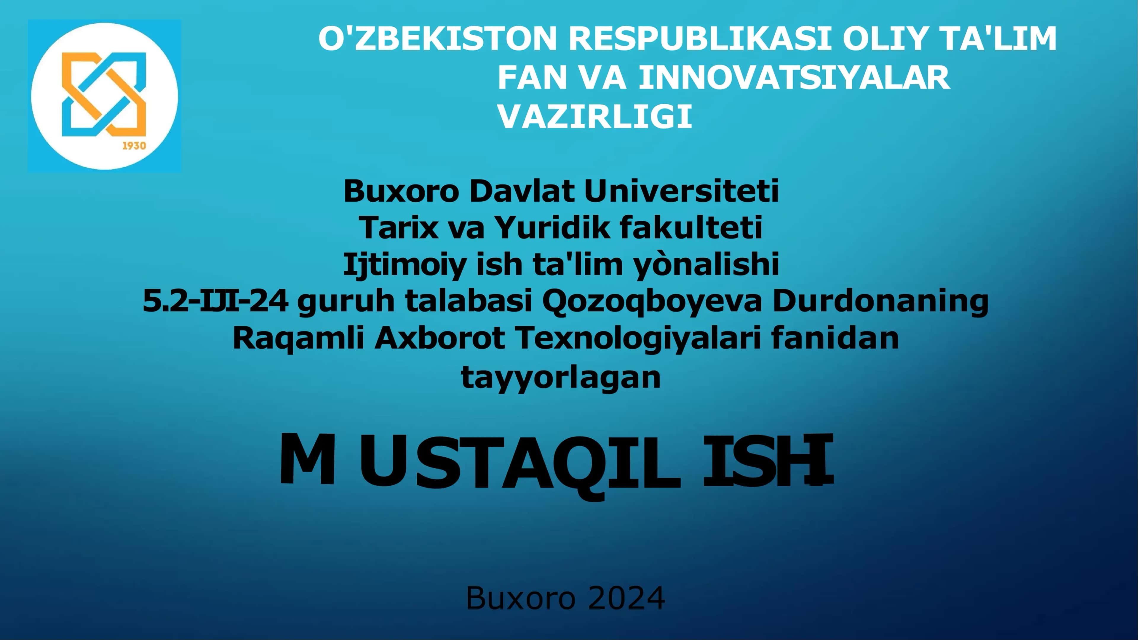 Axborot xavfsizligi va axborotlarni himoyalash usullari