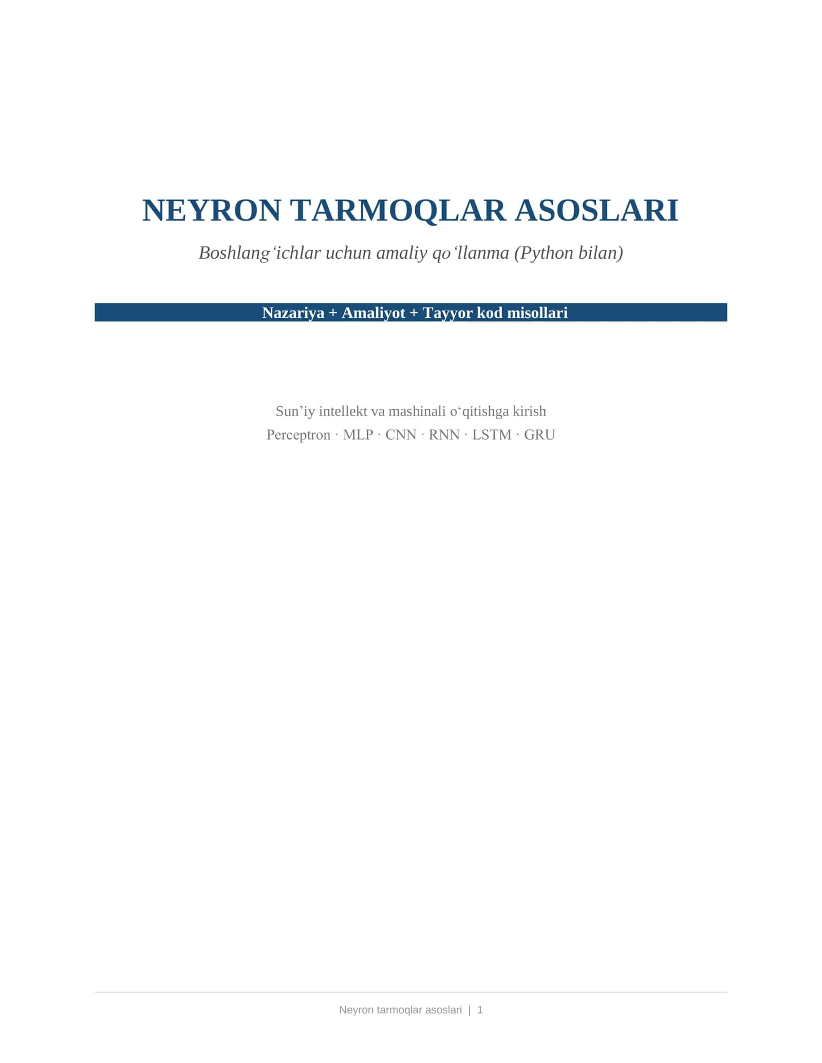 Neyron tarmoqlar qo'llanma