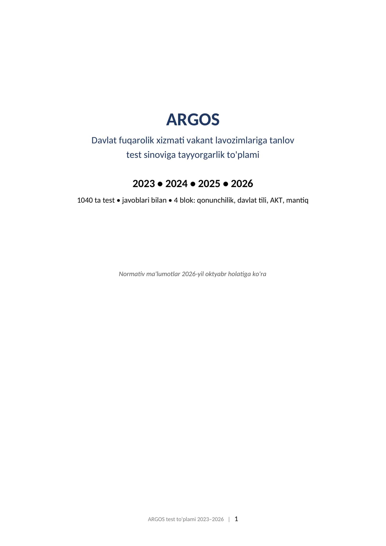 ARGOS test javoblari 2023–2026       -YANGI TAHRIR-