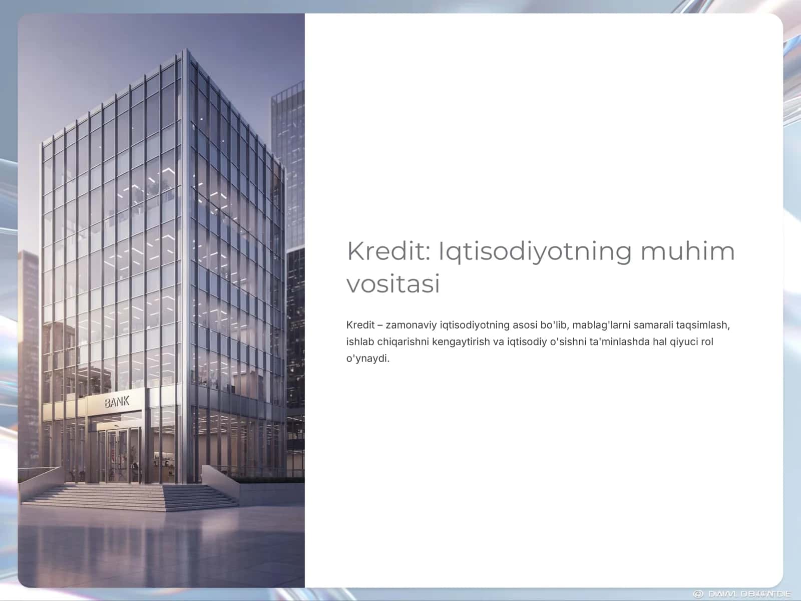 Kredit: Iqtisodiyotning muhim vositasi