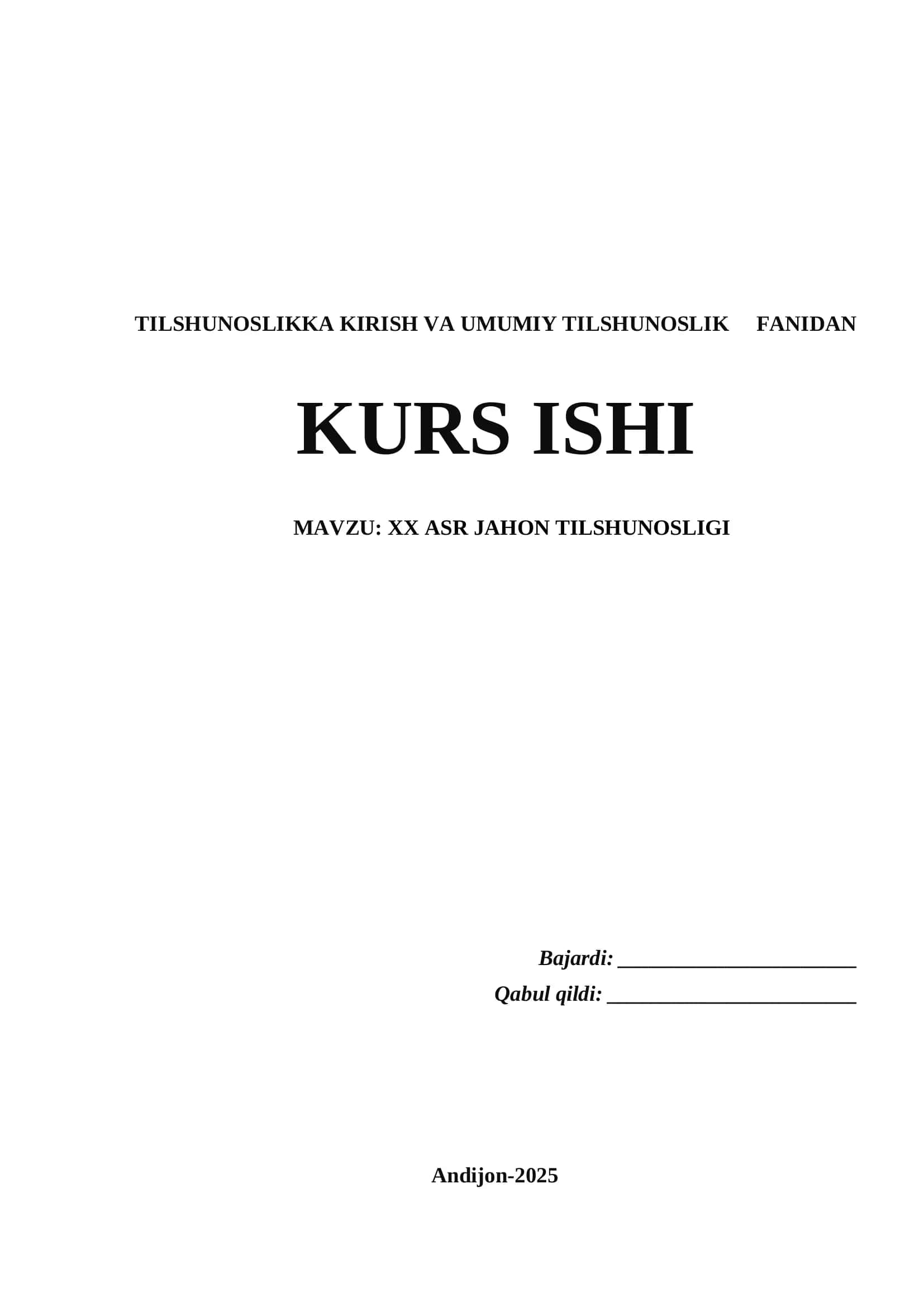 XX ASR JAHON TILSHUNOSLIGI