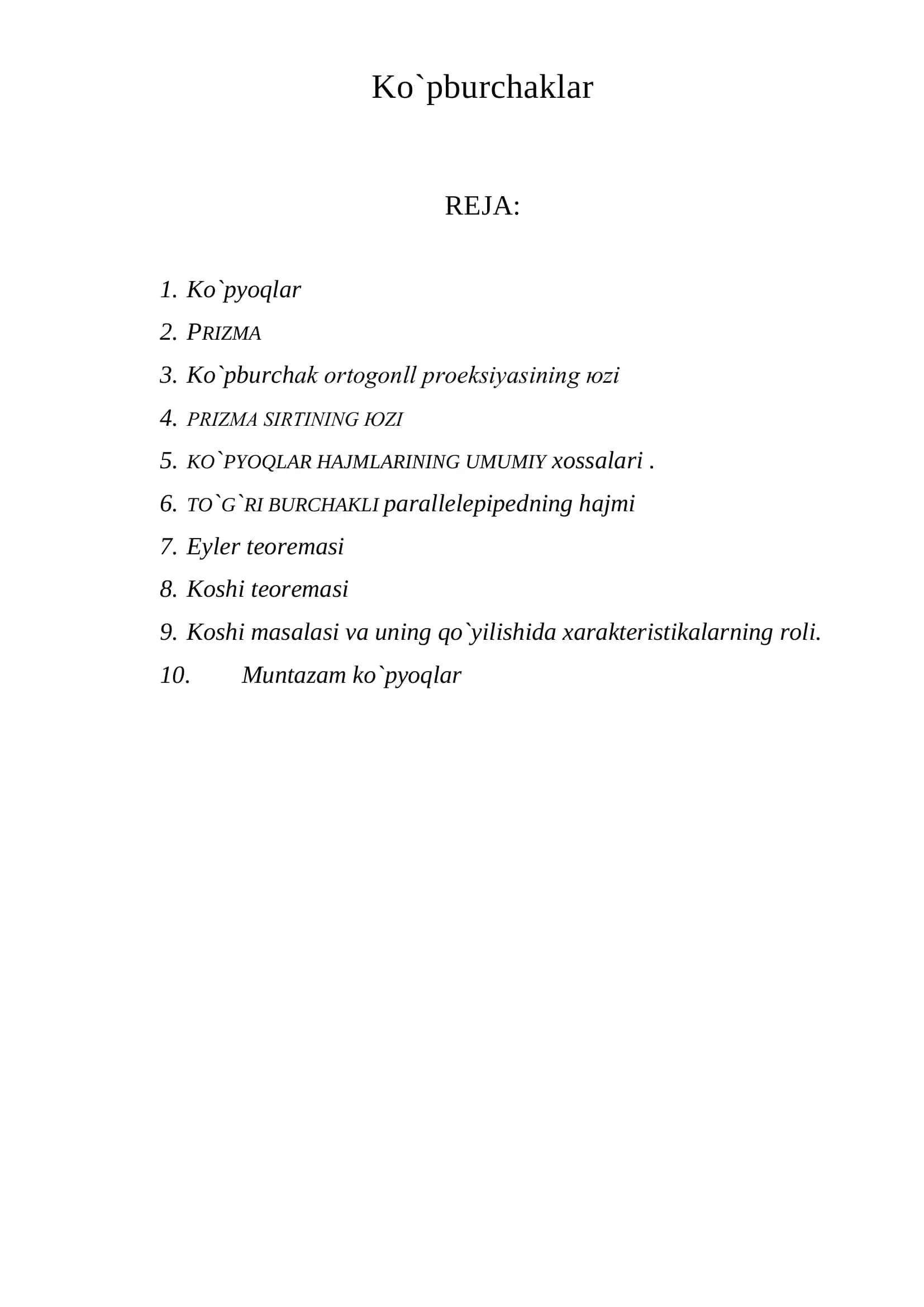 Ko`pburchaklar