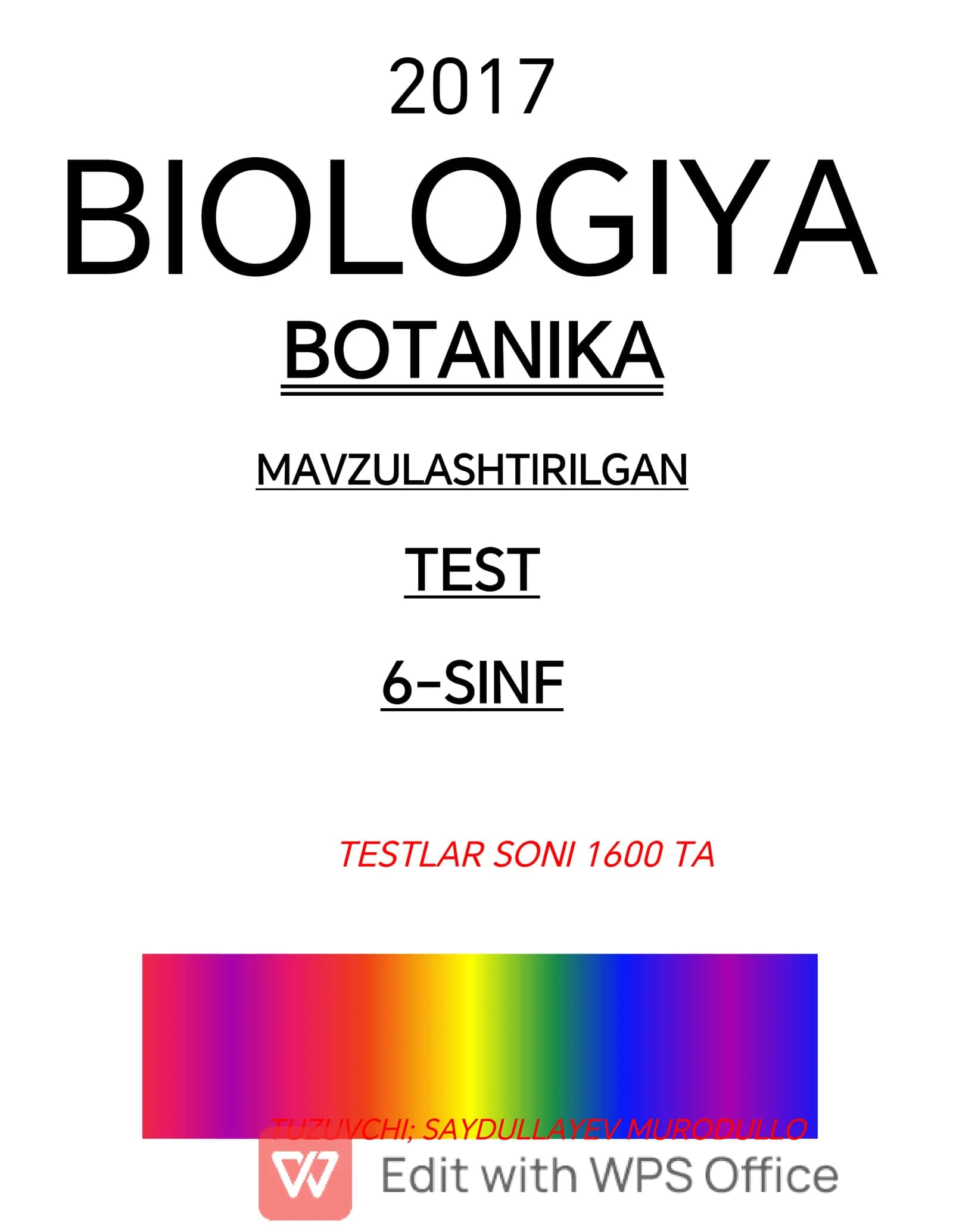 BIOLOGIYA BOTANIKA TEST