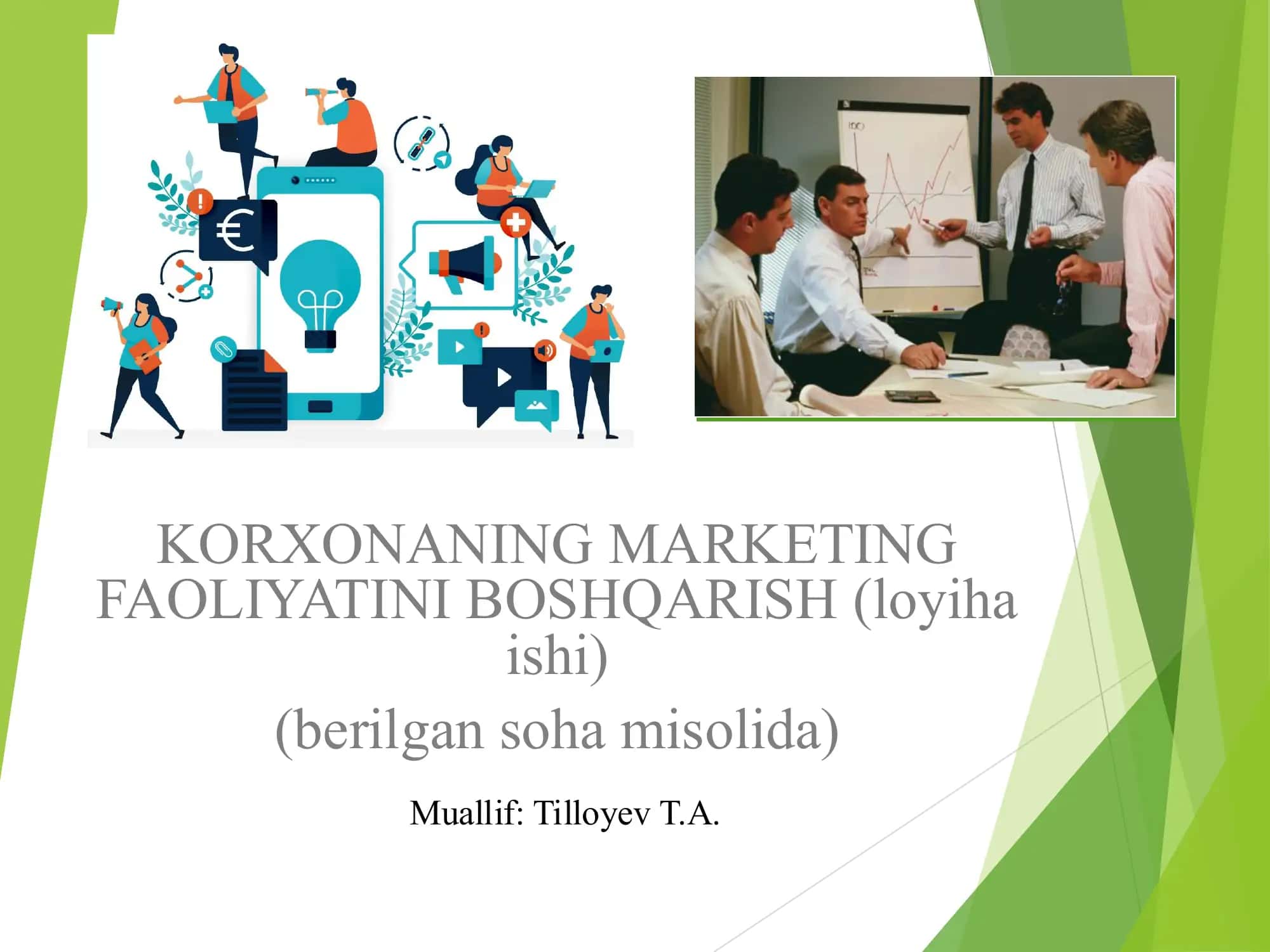KORXONANING MARKETING FAOLIYATINI BOSHQARISH
