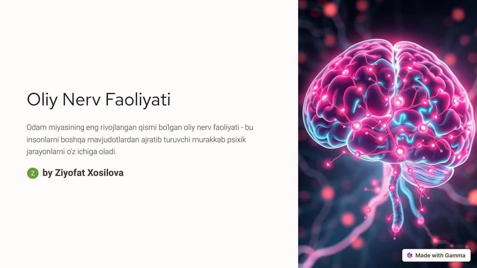 Oliy Nerv Faoliyati