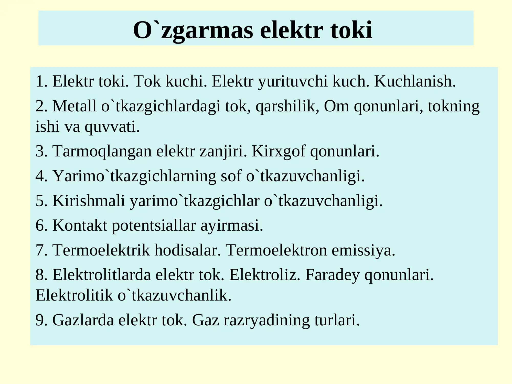 O`zgarmas elektr toki