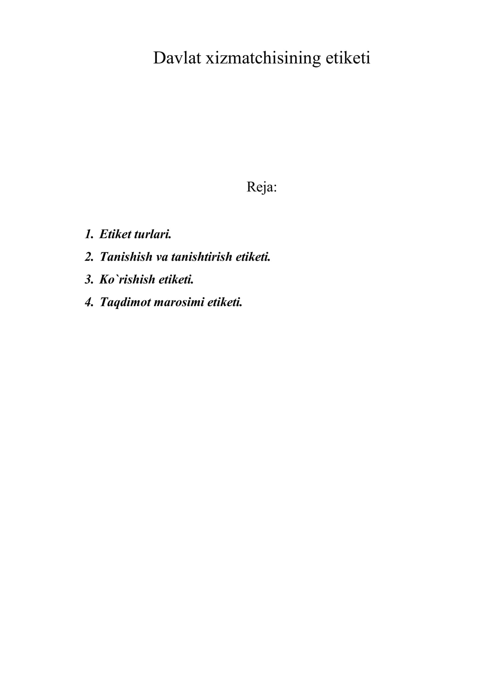 Davlat xizmatchisining etiketi