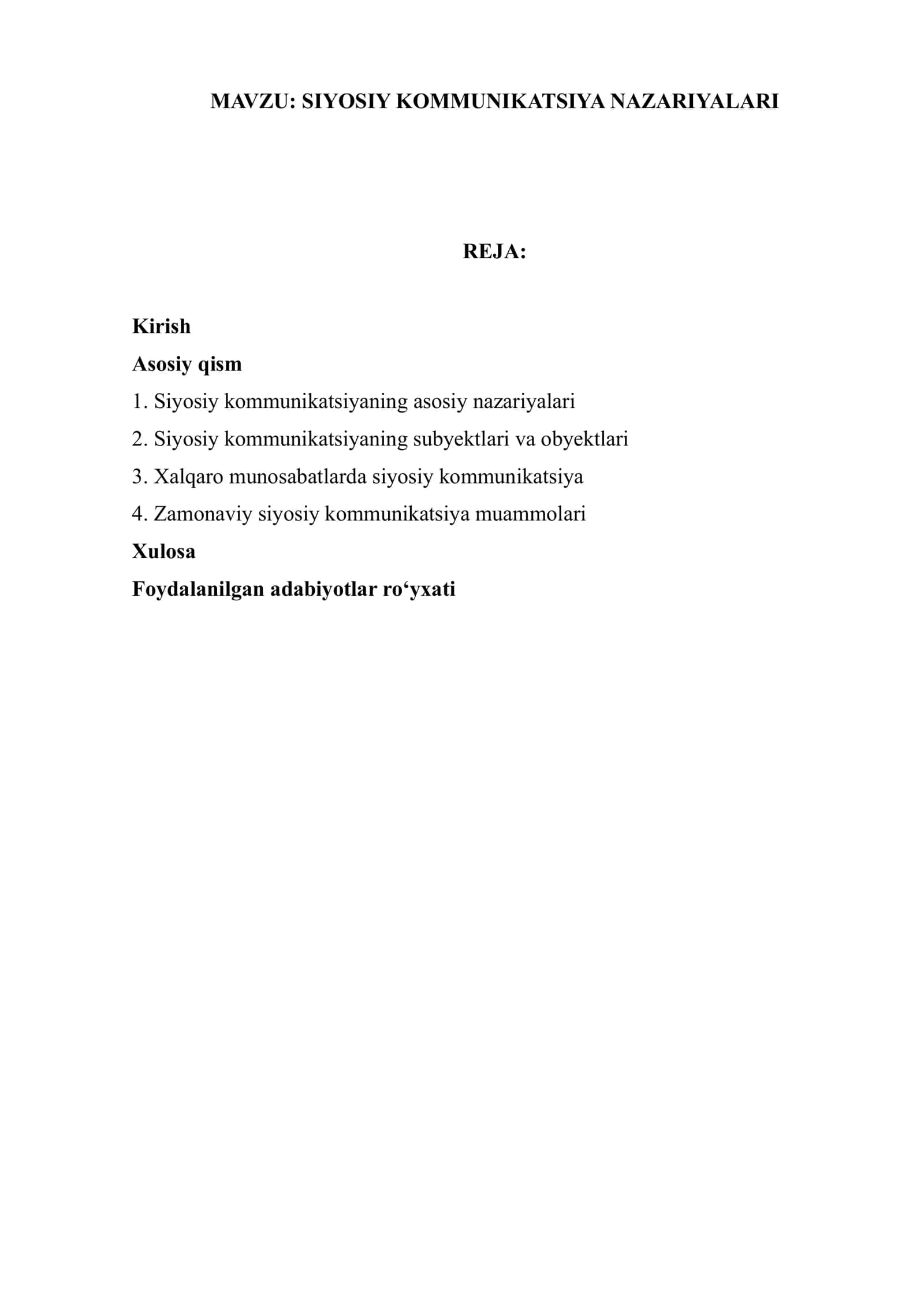 SIYOSIY KOMMUNIKATSIYA NAZARIYALARI