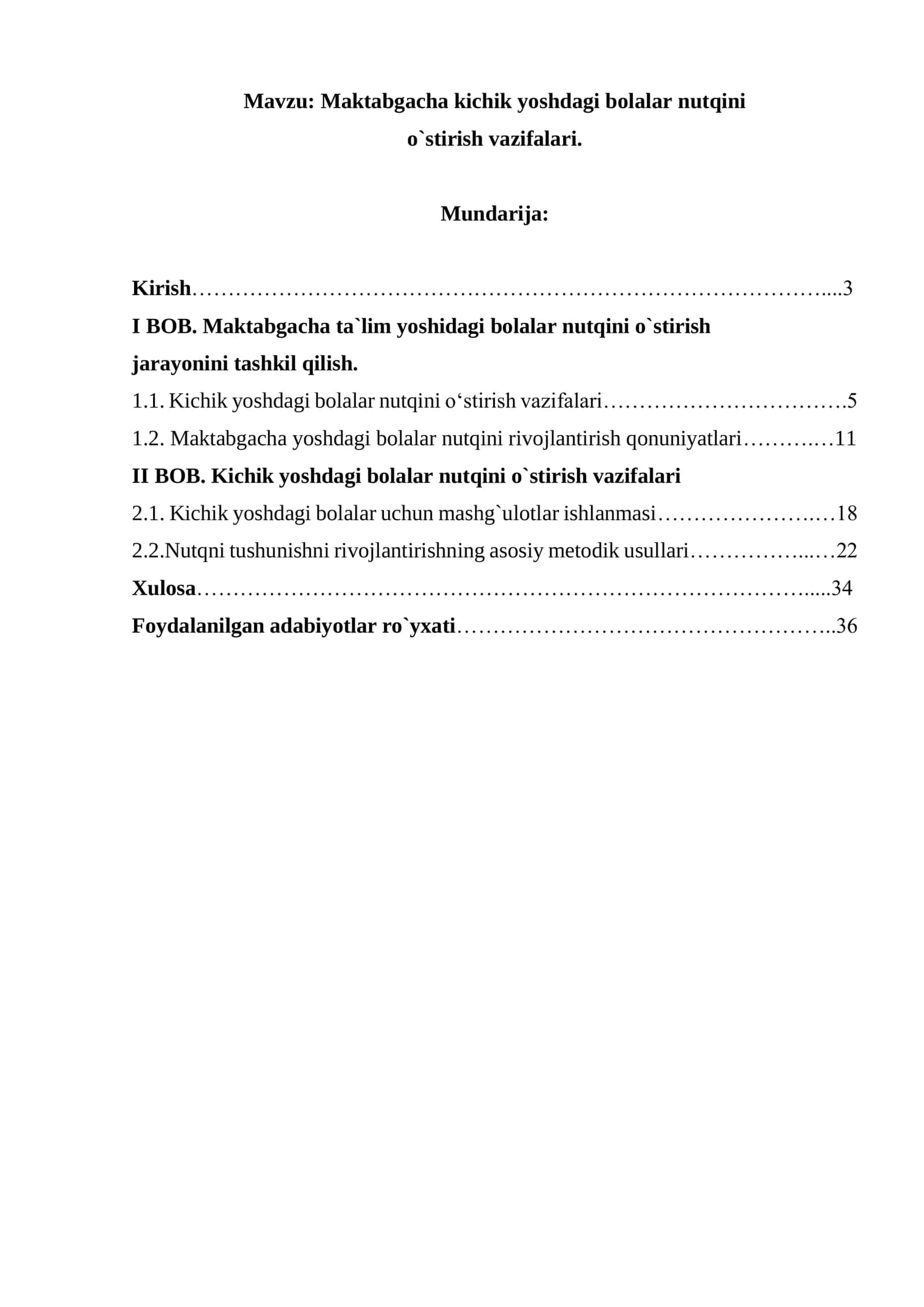 Maktabgacha kichik yoshdagi bolalar nutqini o`stirish vazifalari