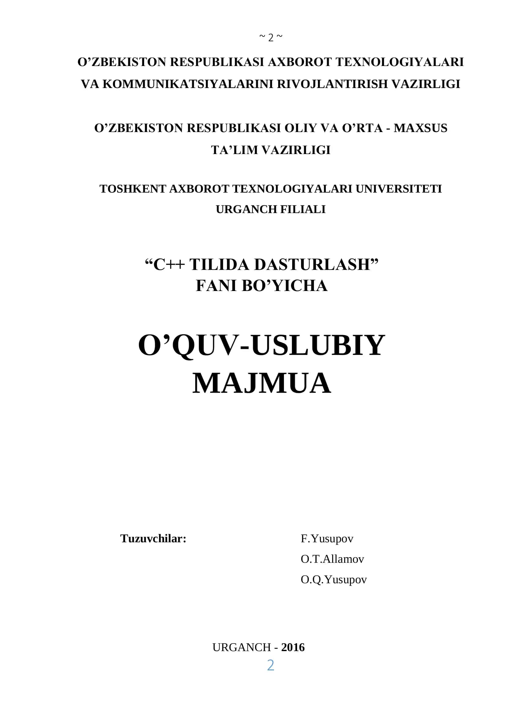 MUSTAQIL TA’LIM MAVZULARI
