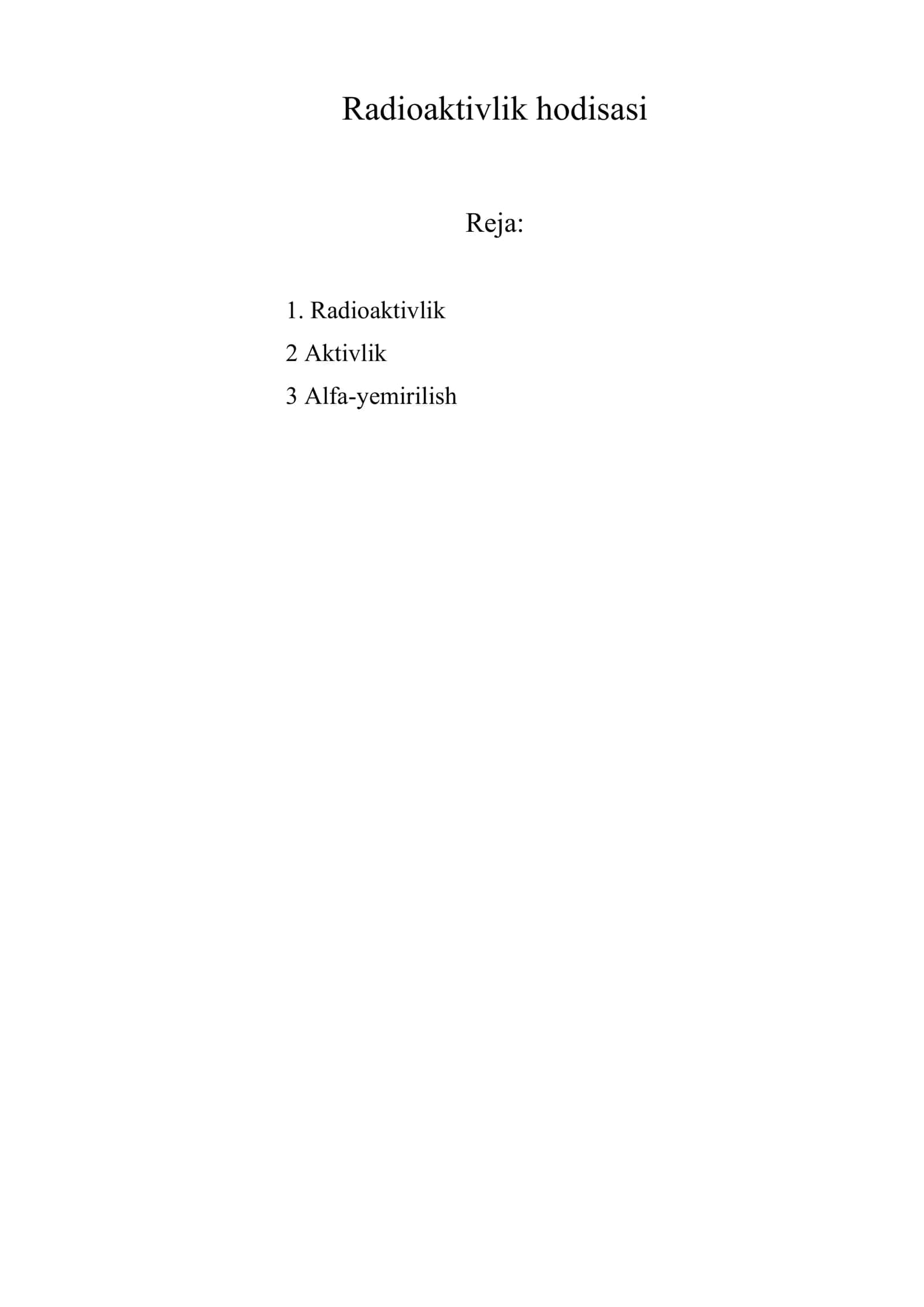 Radioaktivlik hodisasi