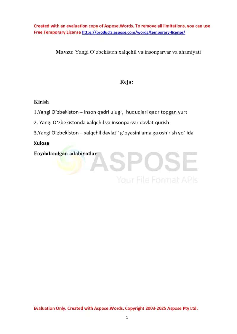 Yangi Oʻzbekiston – xalqchil va insonparvar davlat va uning ahamiyati