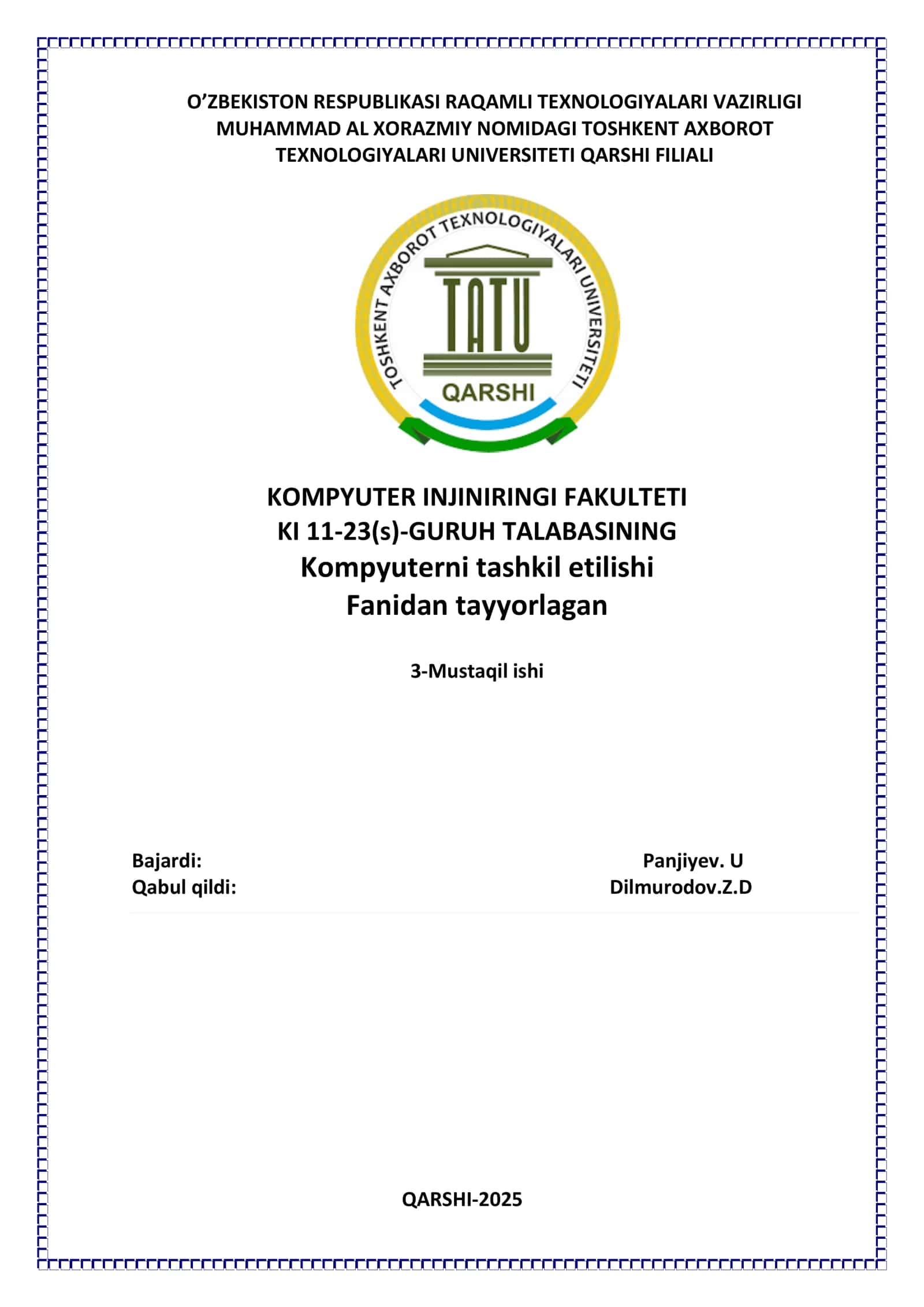 Buyruqlar tizimi arxitekturasi