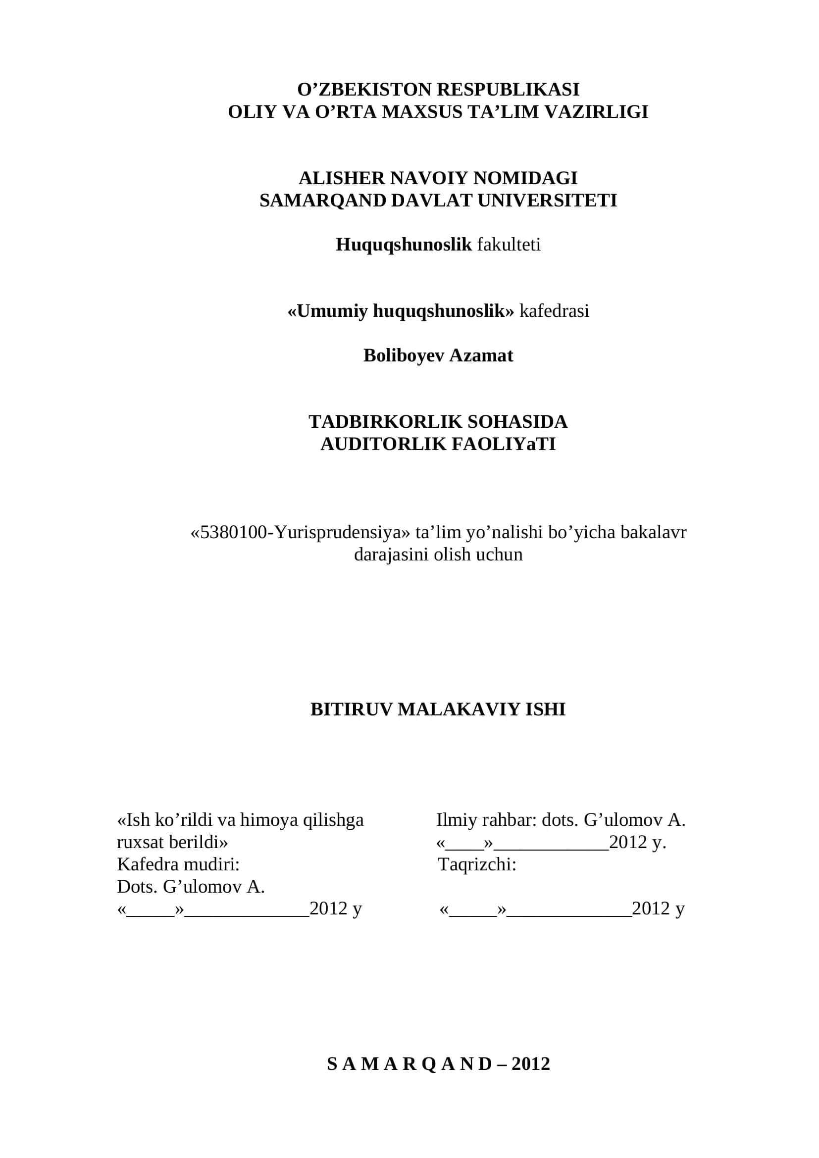 Tadbirkorlik faoliyati