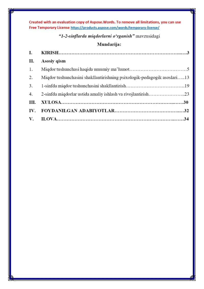 1-2-sinflarda miqdorlarni o‘rganish