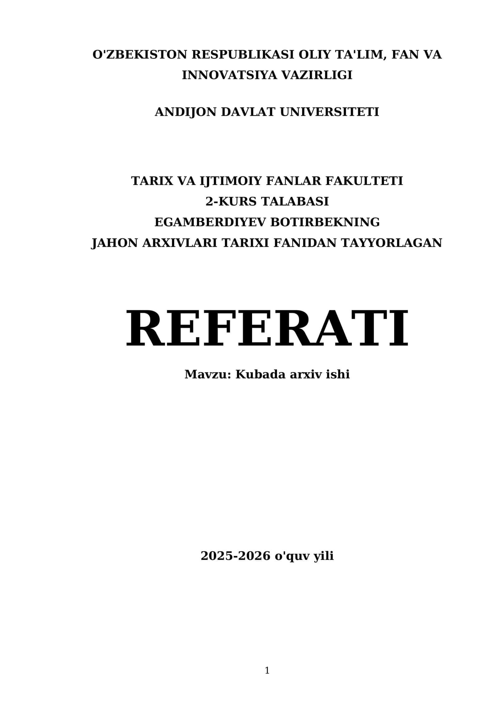Kubada arxiv ishi