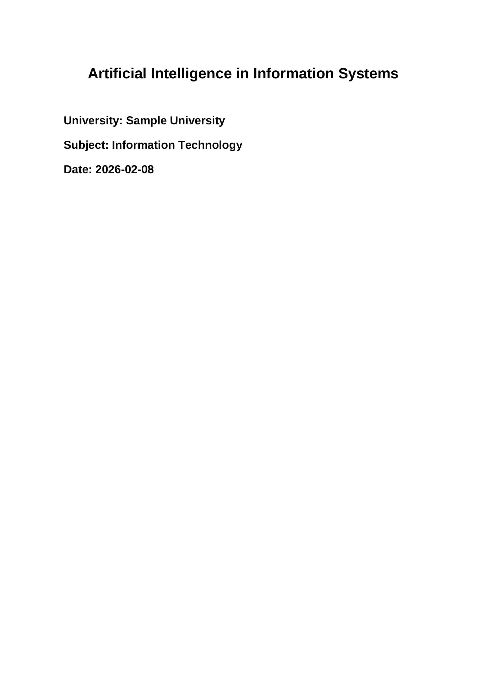 Artificial Intelligence in Information Systems