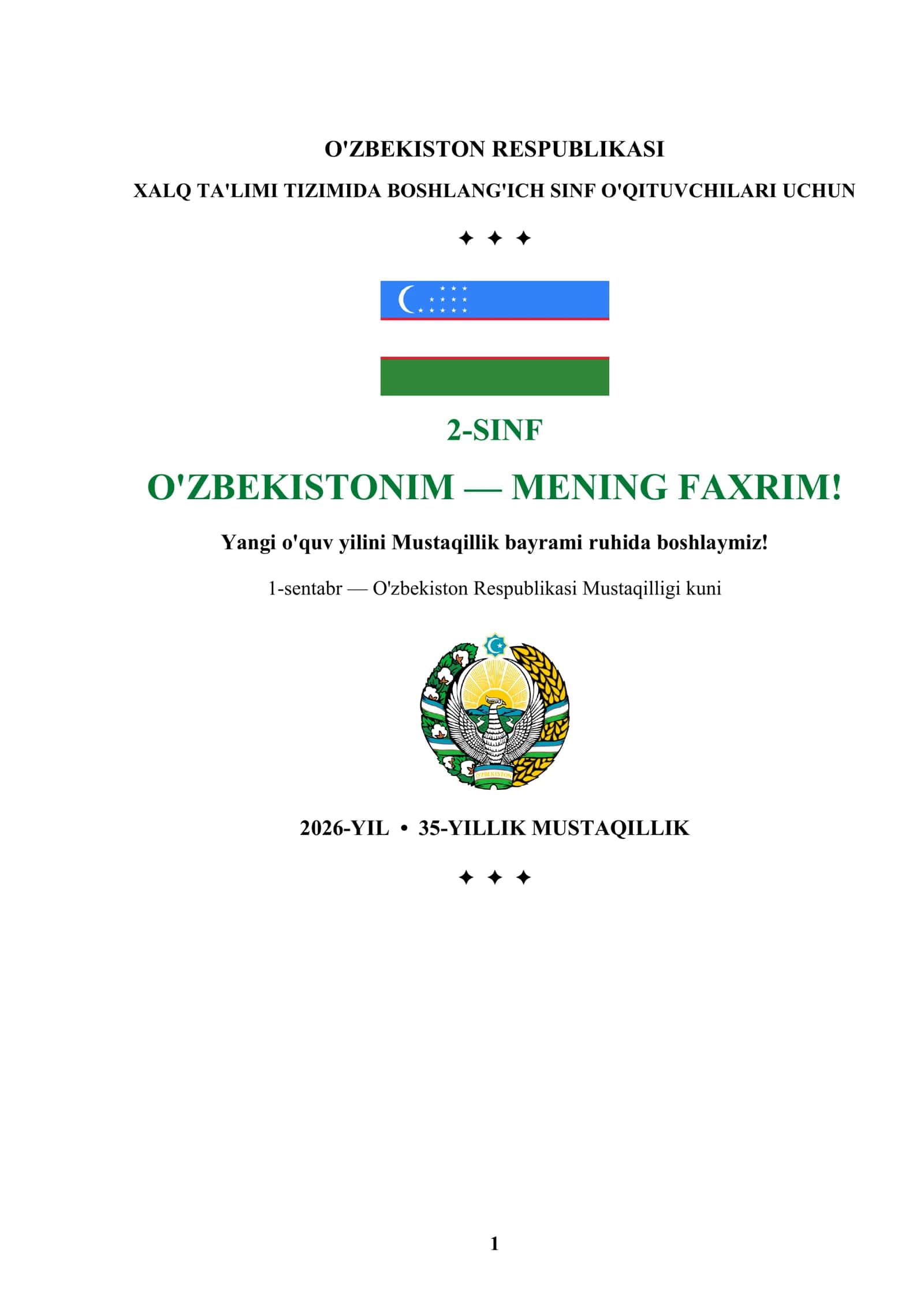 2-SINF DARS ISHLANMASI MUSTAQILLIK BAYRAMIGA