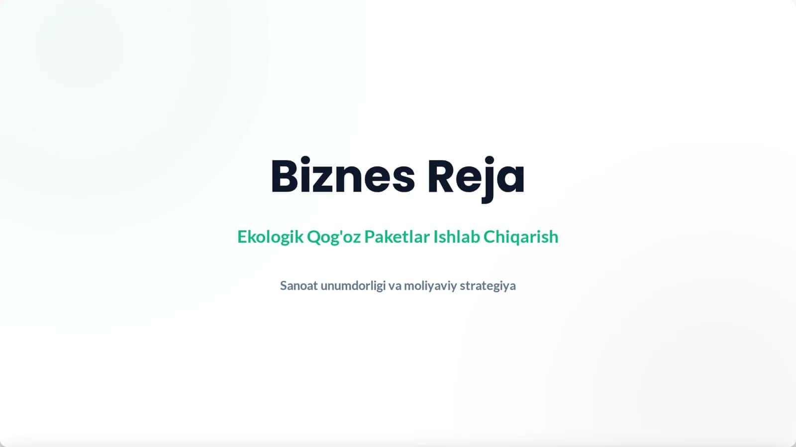 TAYYOR BIZNES REJA + SLAYD (0 dan boshlash uchun)