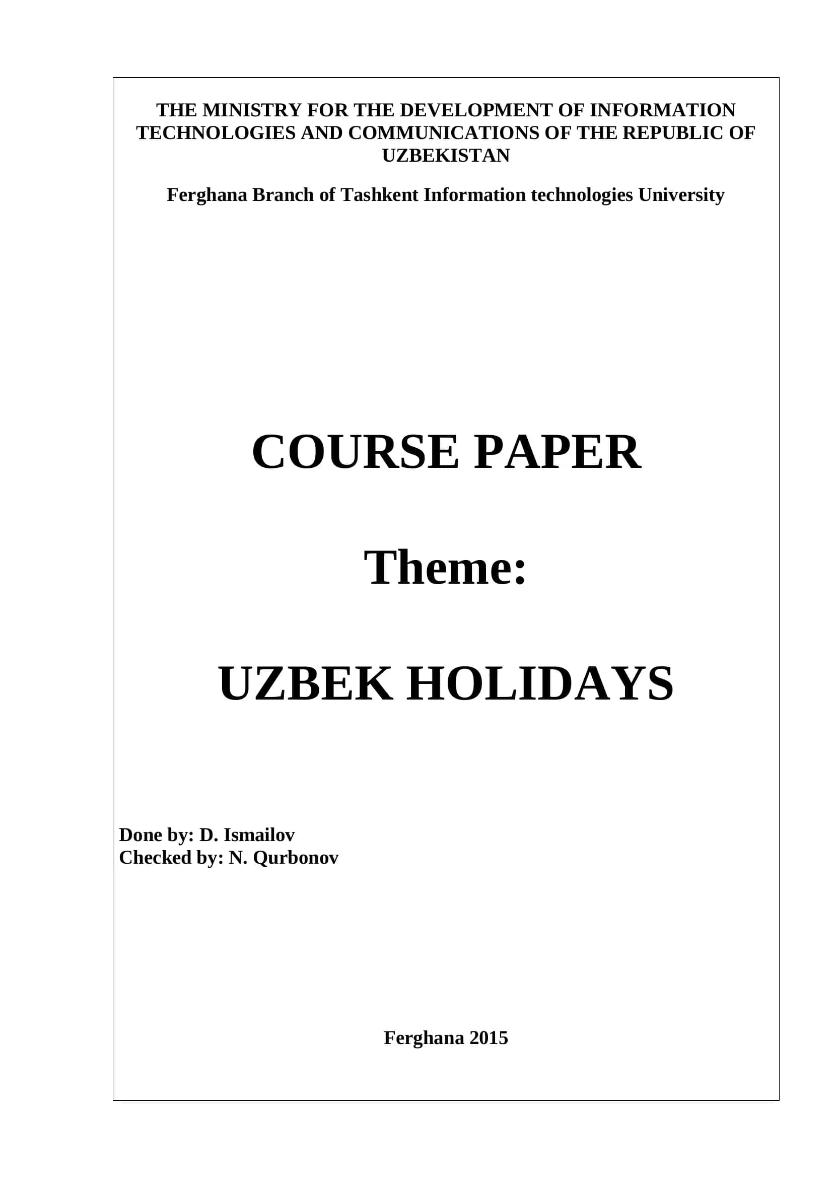 COURSE PAPER