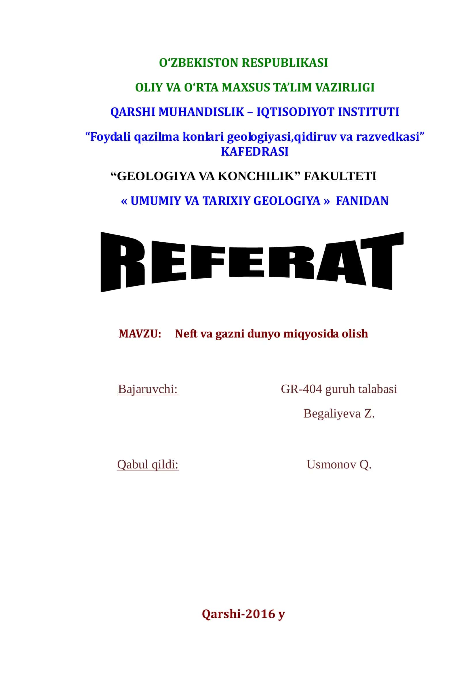 Neft va gazni dunyo miqyosida olish