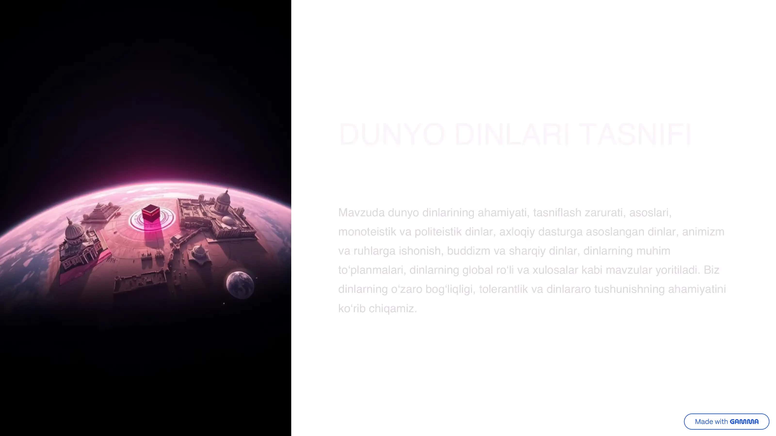 DUNYO DINLARI TASNIFI
