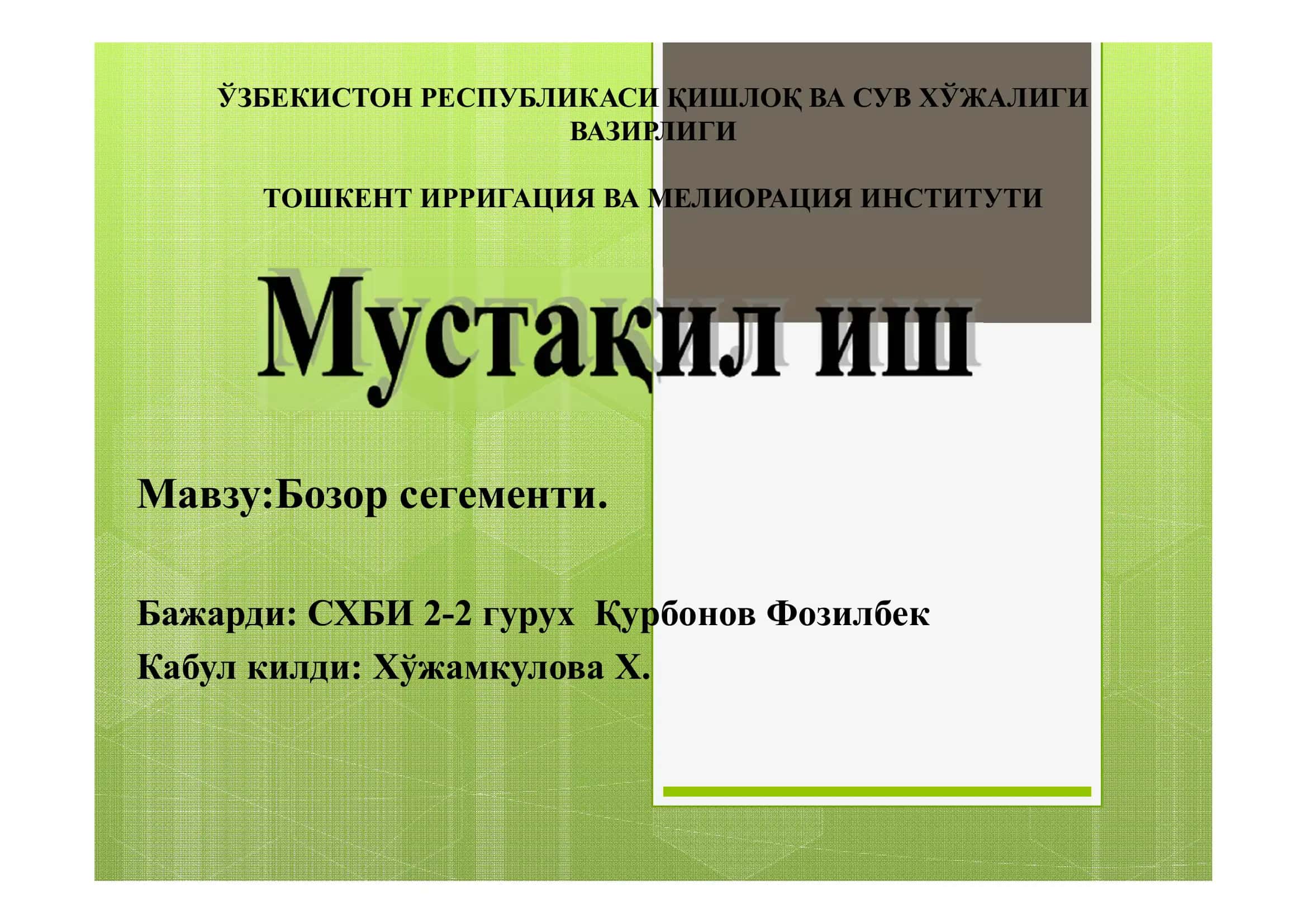 Бозор сегменти
