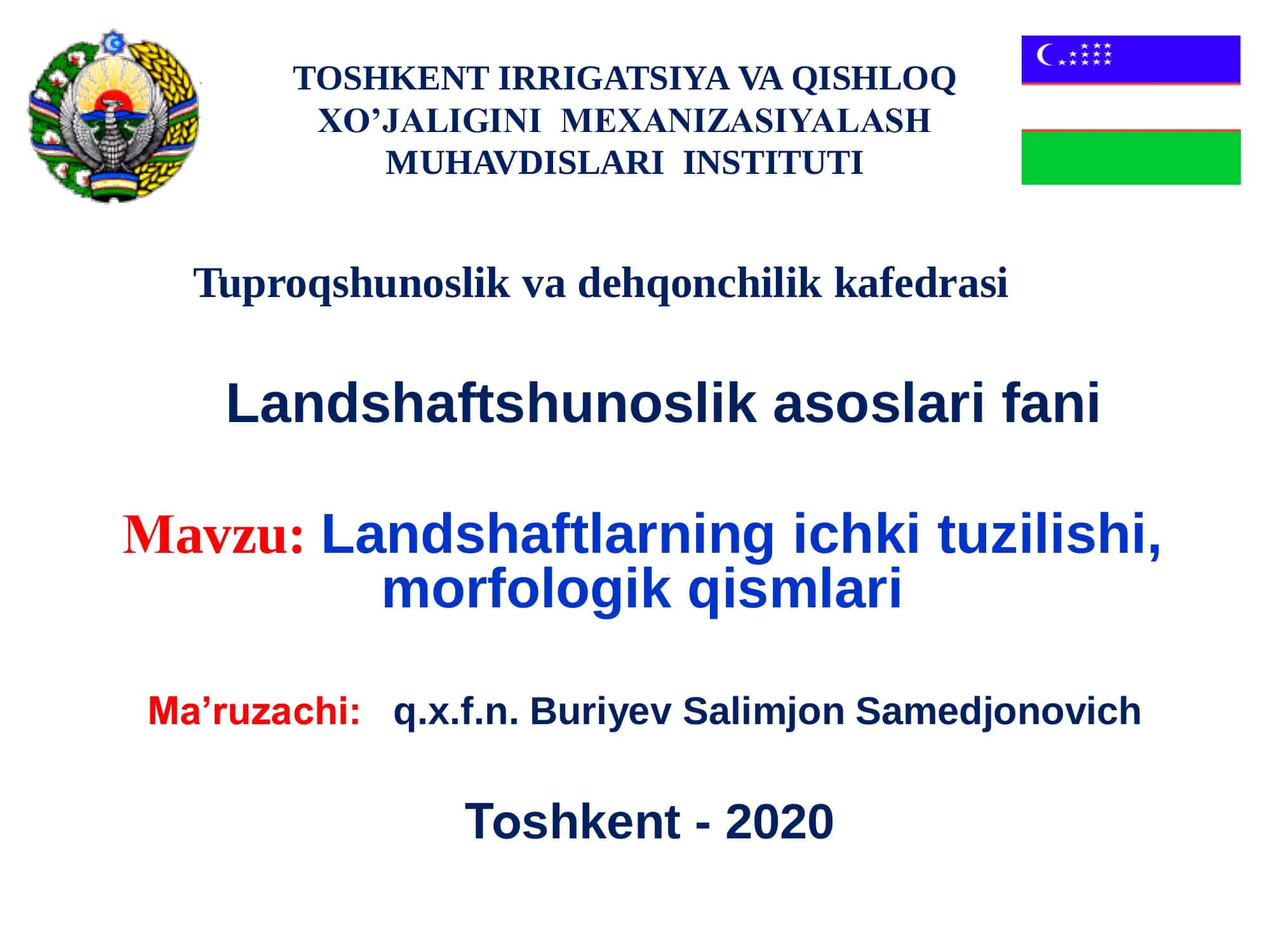 Landshaftshunoslik asoslari