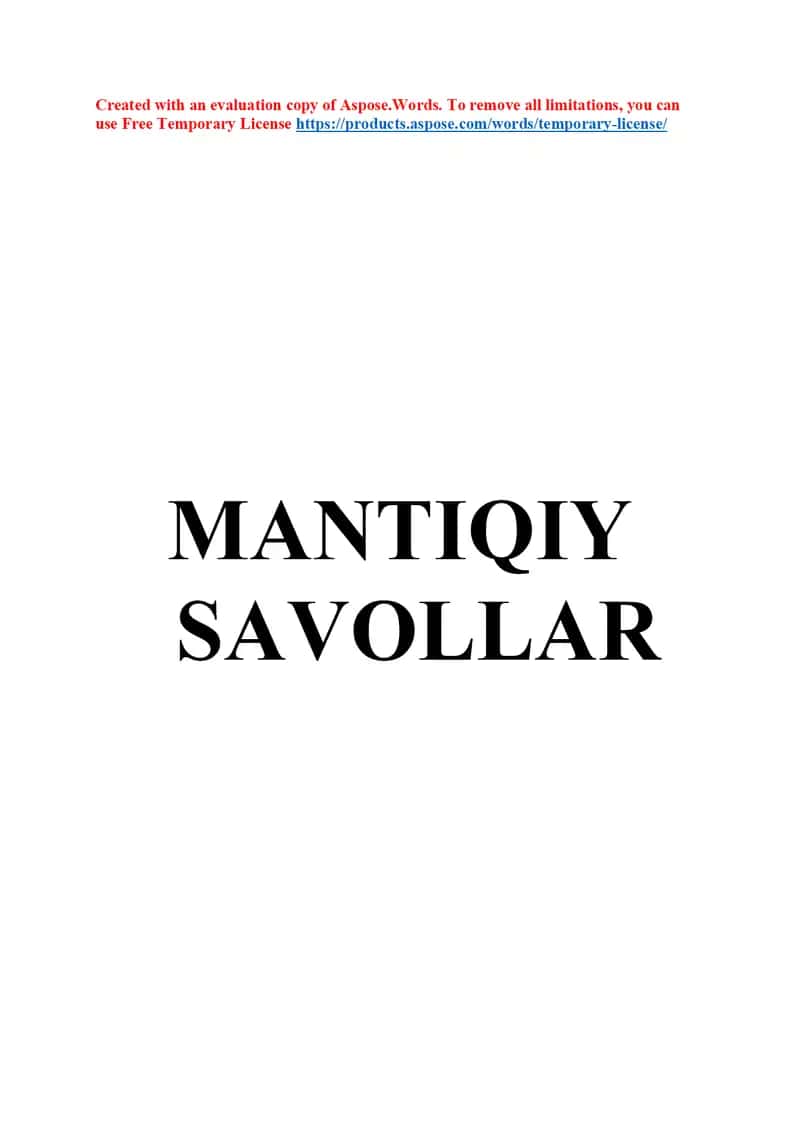 Mantiqiy Savollar