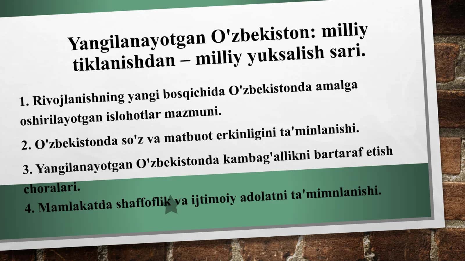 milliy tiklanishdan milliy yuksalish sari