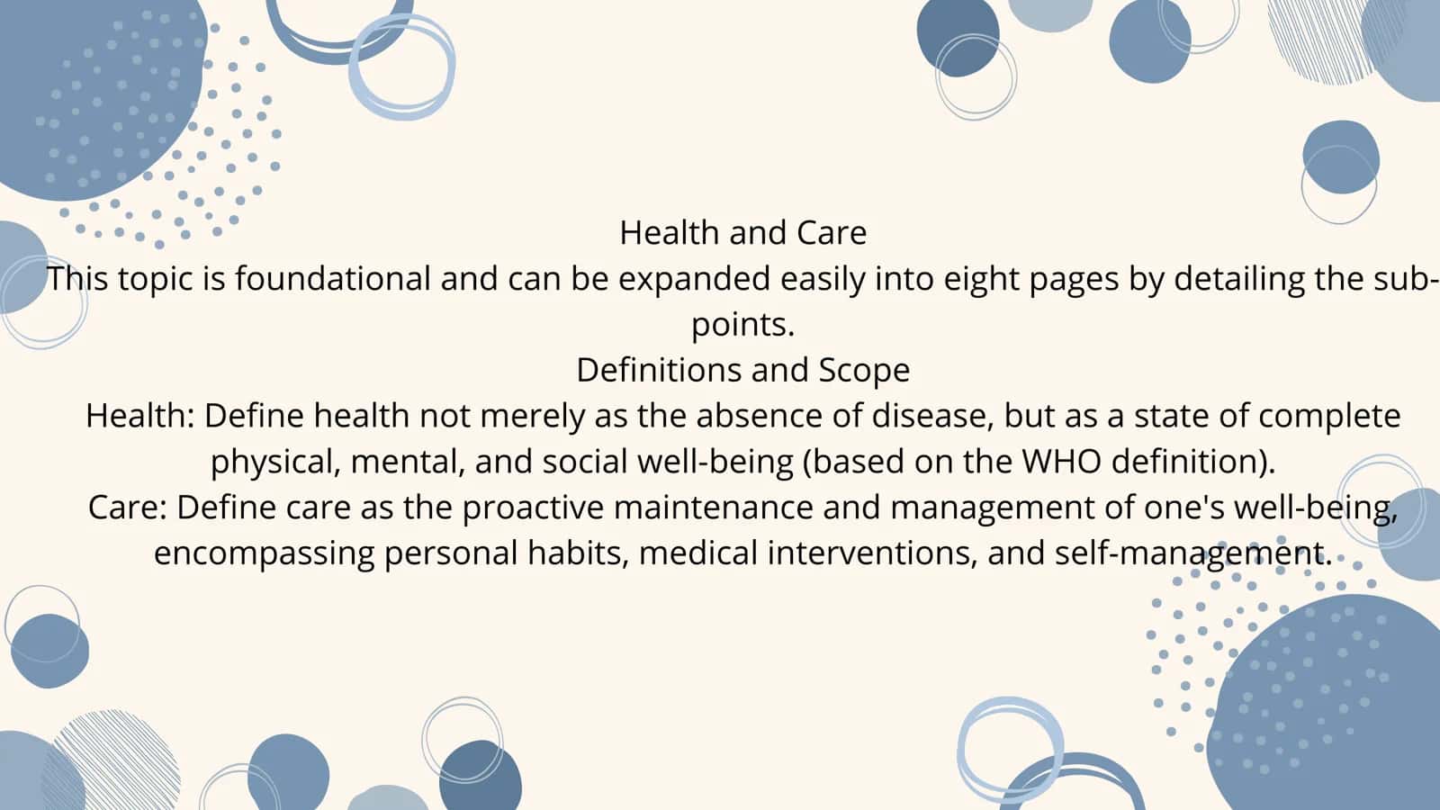 Health and Care