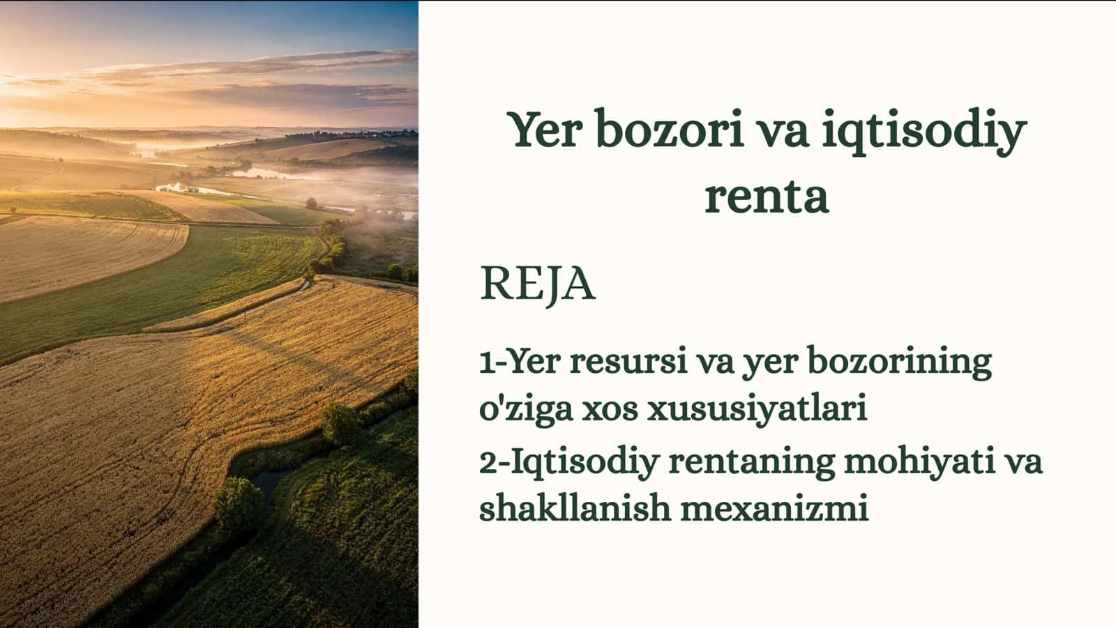 Yer bozori va iqtisodiy