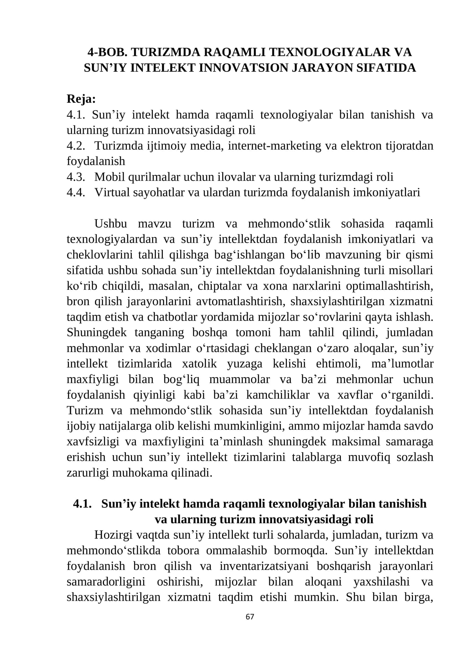 Sun’iy intelekt va Raqamli Texnologiyalar Turizmda