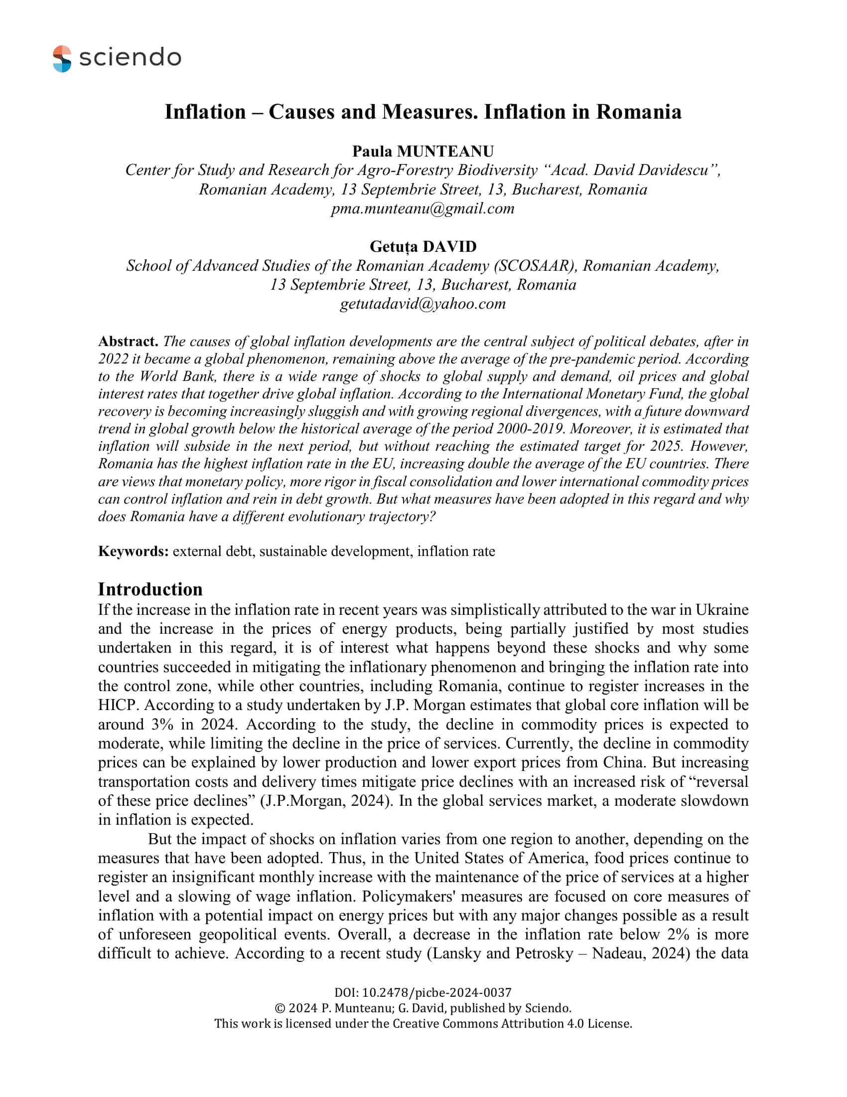 Inflation – Causes and Measures. Inflation in Romania