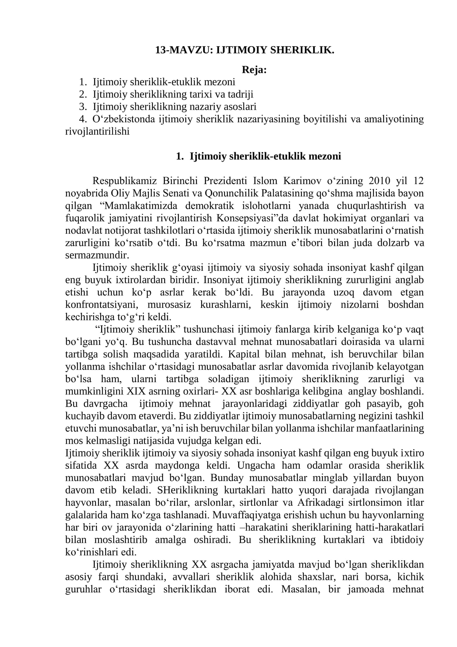 IJTIMOIY SHERIKLIK