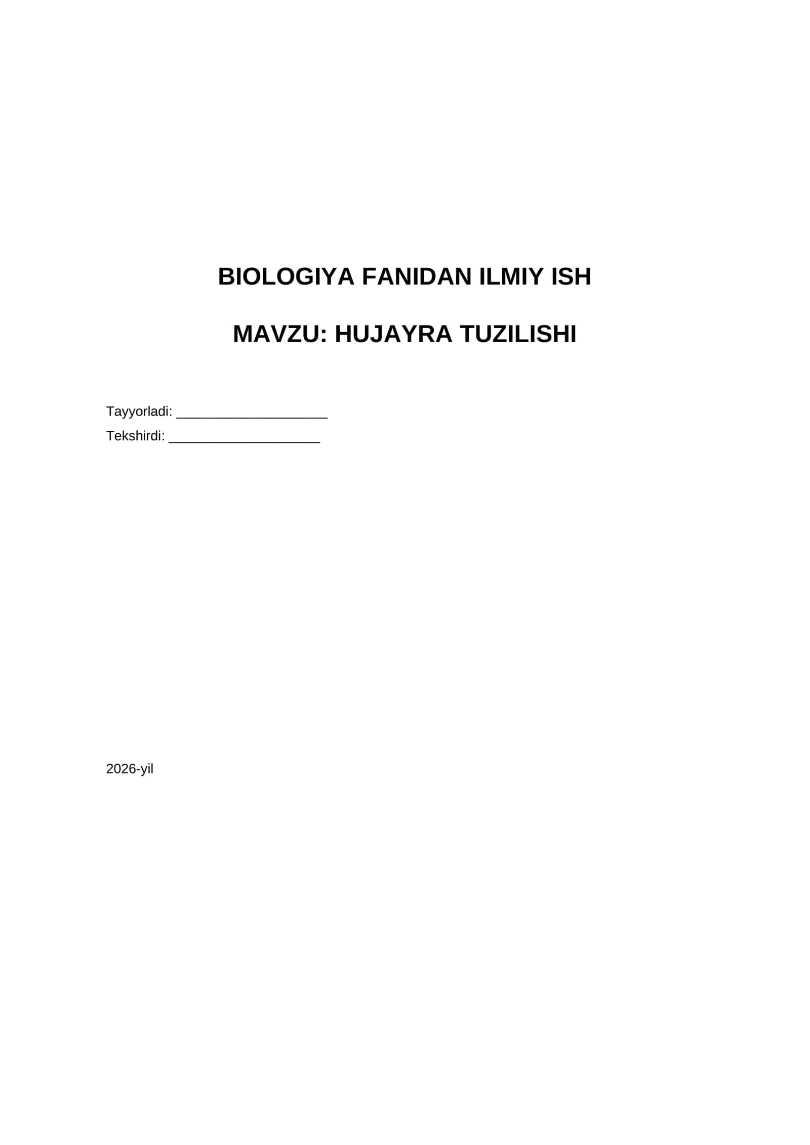 BIOLOGIYA FANIDAN ILMIY ISH